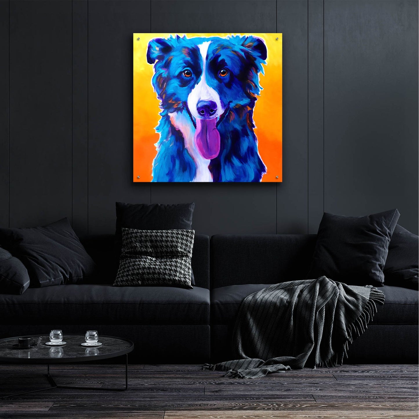 Epic Art 'Border Collie - Jinx2 by Dawg Painter, Acrylic Glass Wall Art,36x36