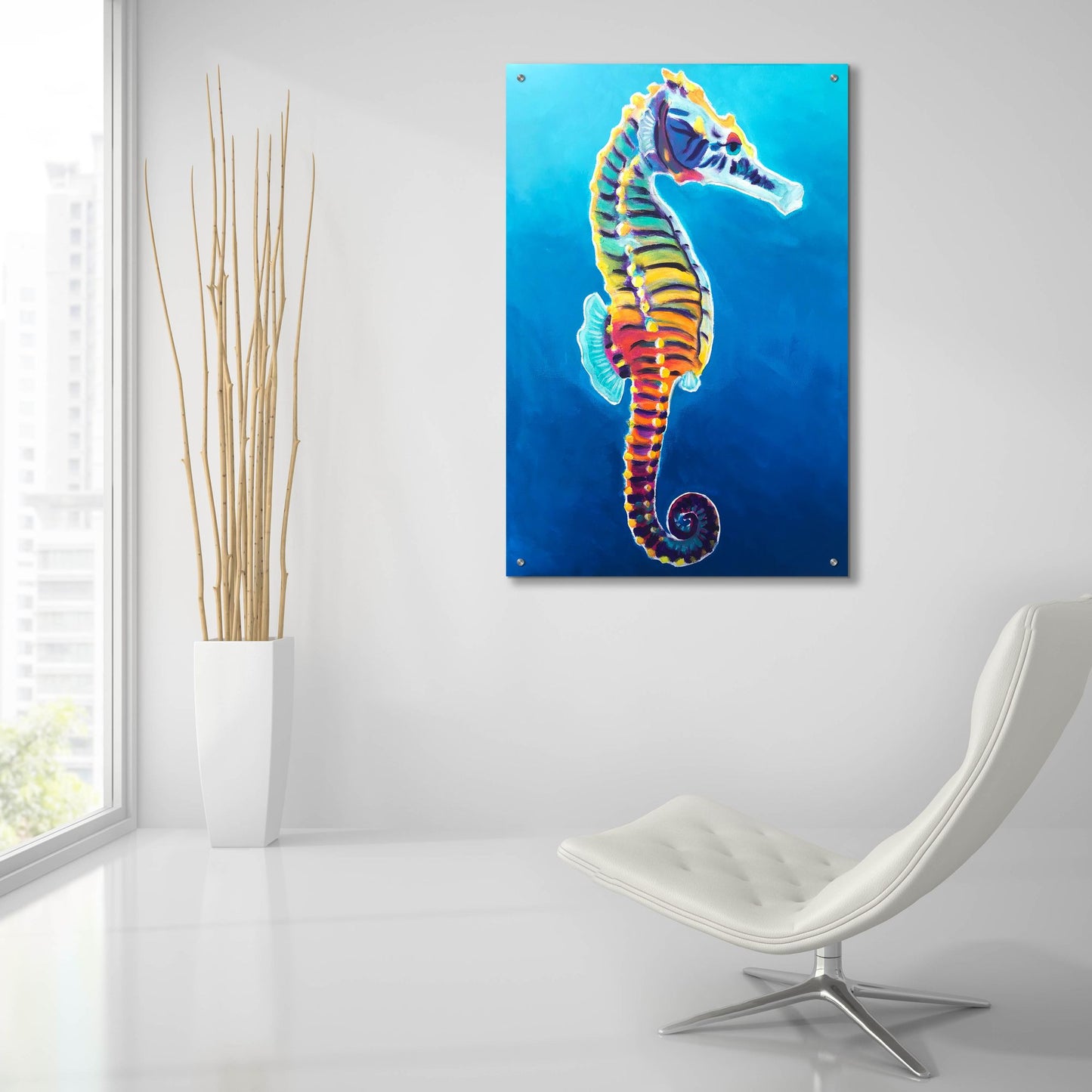Epic Art 'Seahorse - Rainbow2 by Dawg Painter, Acrylic Glass Wall Art,24x36