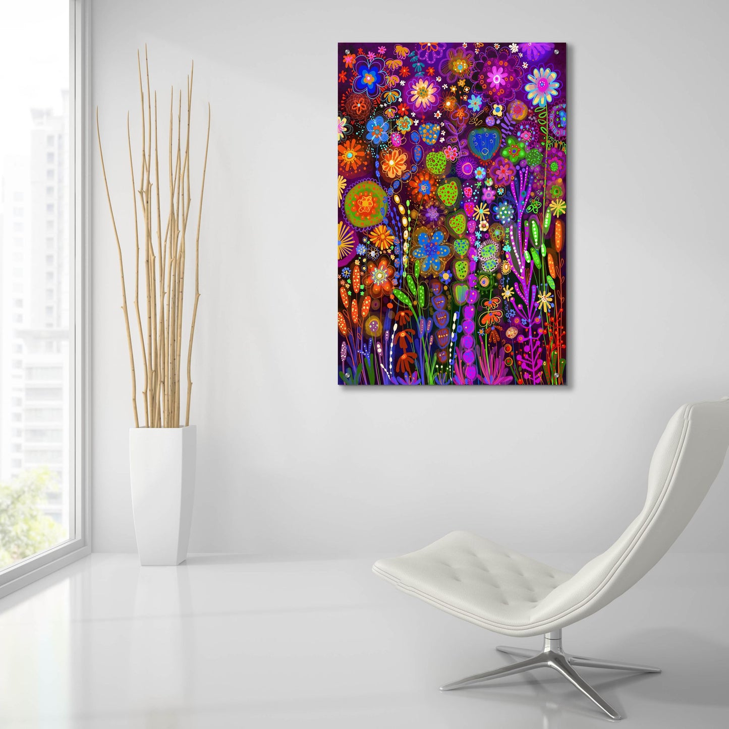 Epic Art 'Flores Fondo Negro2 by Noemi Ibarz, Acrylic Glass Wall Art,24x36
