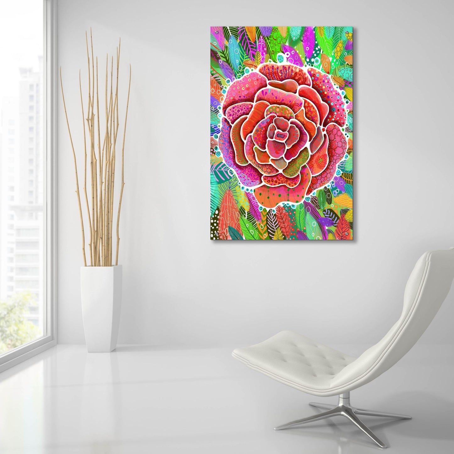Epic Art 'Camelia Fondo2 by Noemi Ibarz, Acrylic Glass Wall Art,24x36