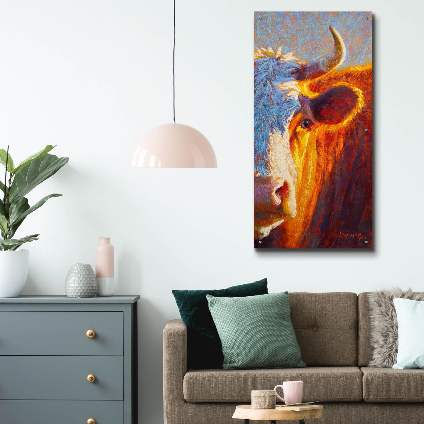 Epic Art 'Half-Faced Hereford 2 by Rita Kirkman, Acrylic Glass Wall Art,24x48