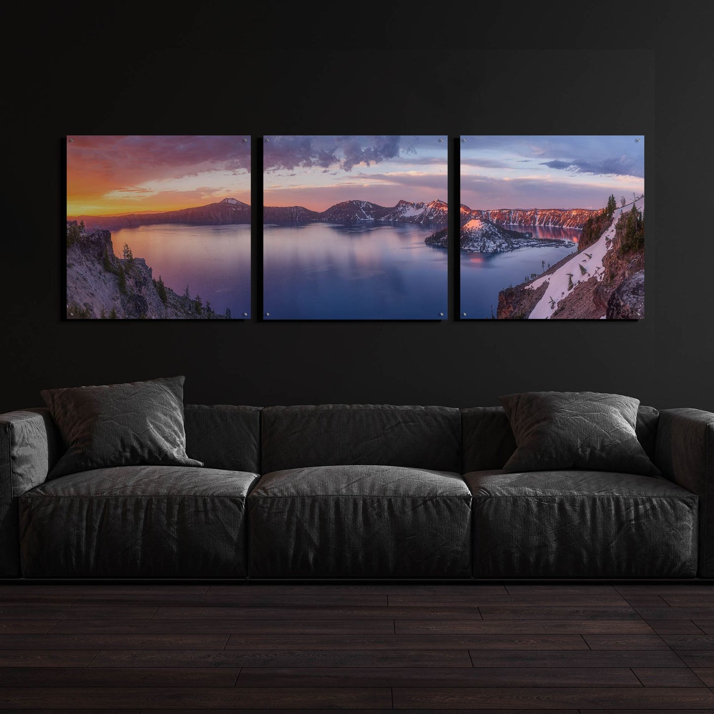 Epic Art 'Volcanic Sunset' by Darren White, Acrylic Glass Wall Art, 3 Piece Set,108x36