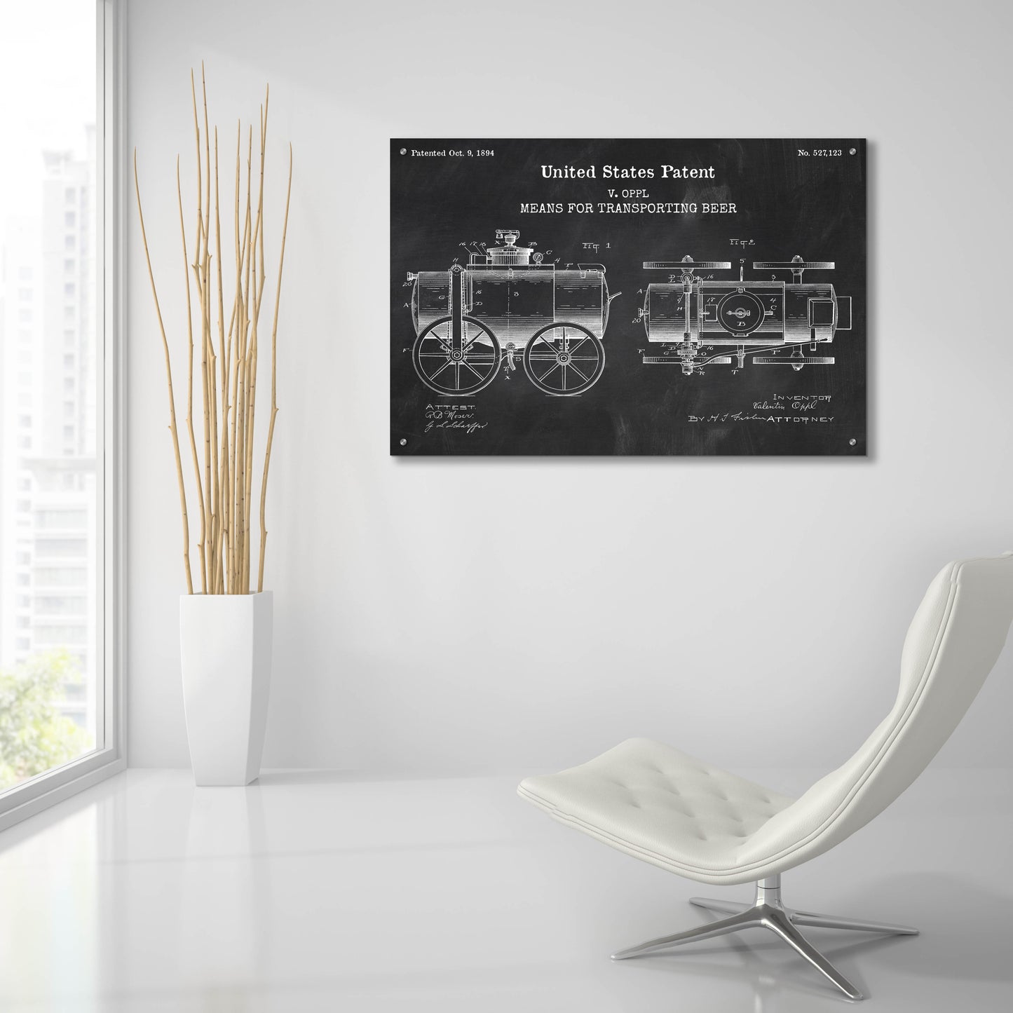 Epic Art 'transporting beer Blueprint Patent Chalkboard,' Acrylic Glass Wall Art,36x24