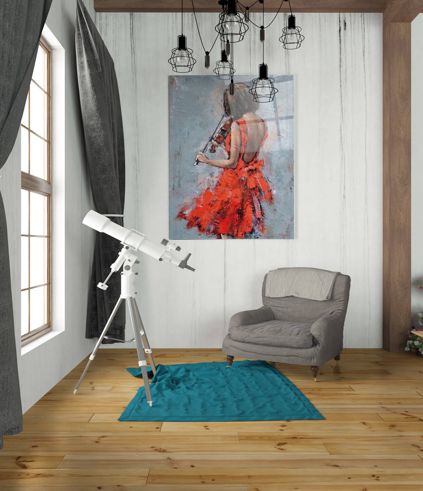 Epic Art 'Violinist in Red' by Alexander Gunin, Acrylic Glass Wall Art,24x36