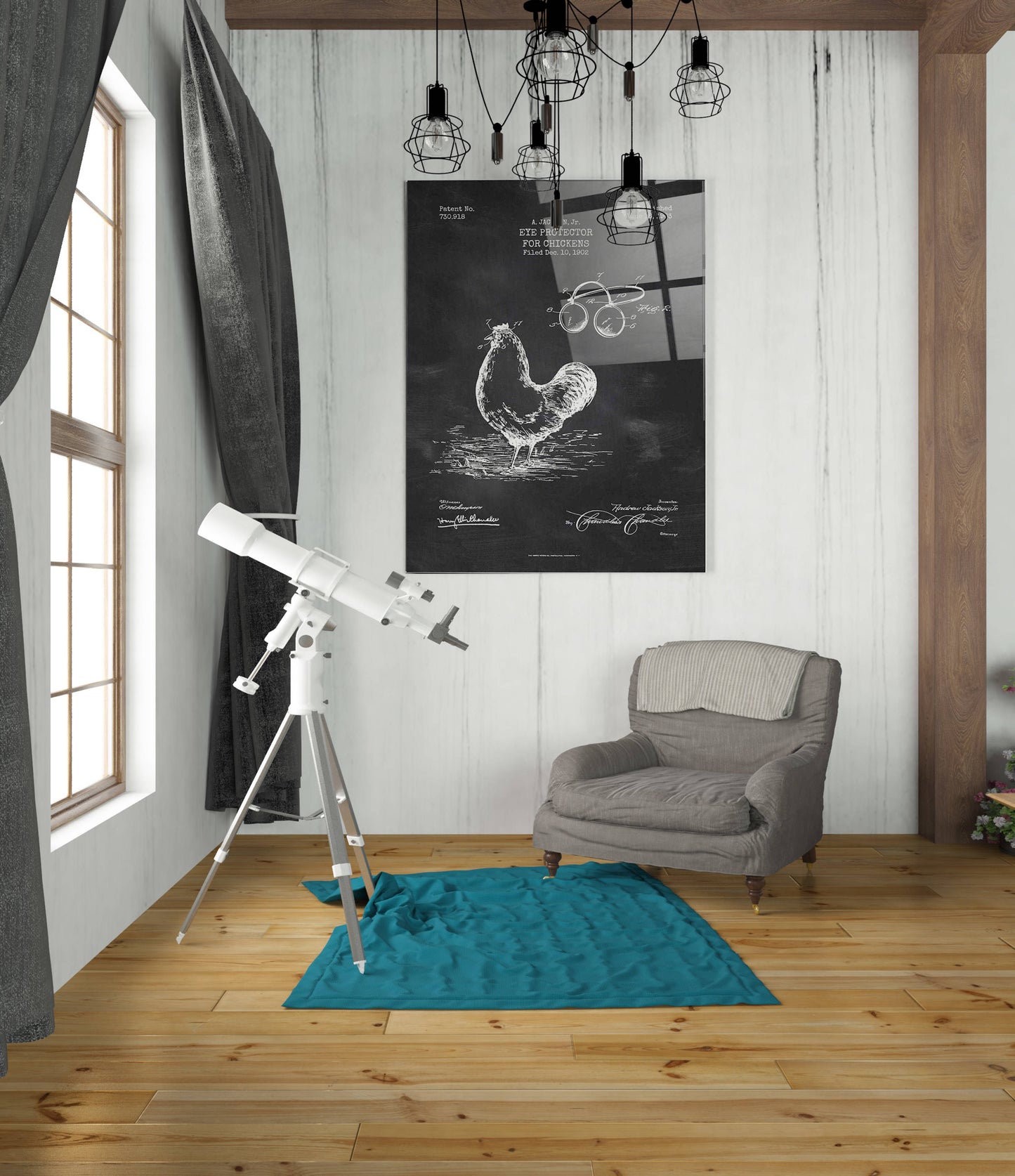 Epic Art 'Eye Protector for Chickens Blueprint Patent Chalkboard' Acrylic Glass Wall Art,24x36