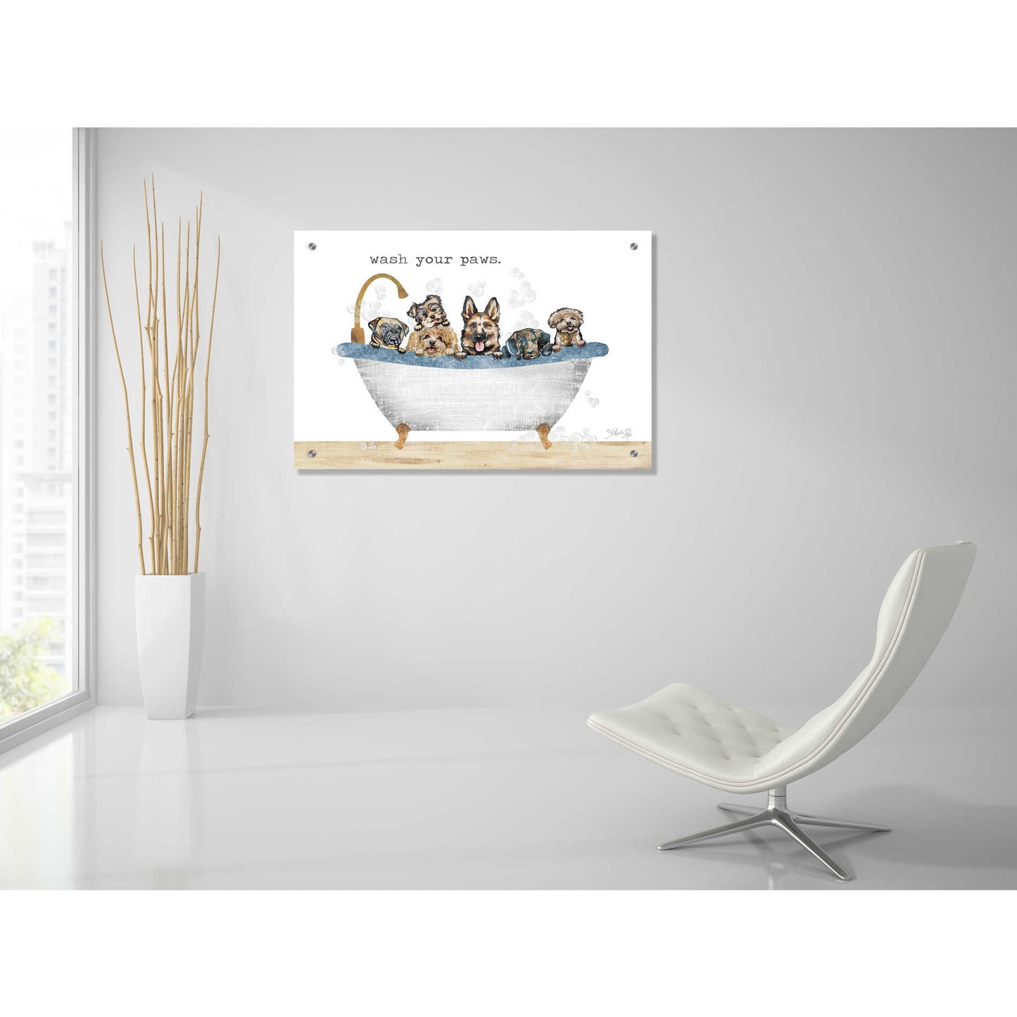 Epic Art 'Wash Your Paws' by Marla Rae, Acrylic Glass Wall Art,36x24