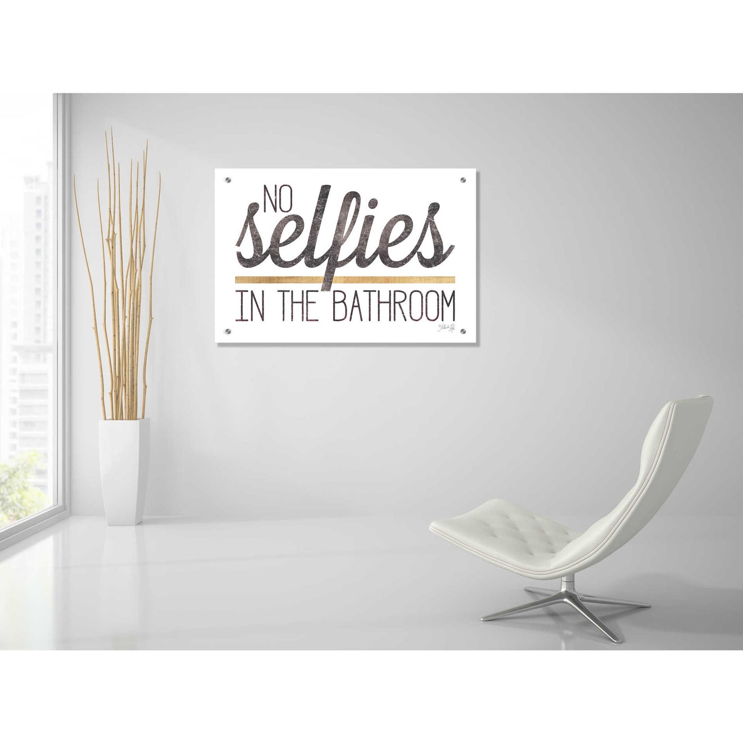 Epic Art 'No Selfies in the Bathroom' by Marla Rae, Acrylic Glass Wall Art,36x24