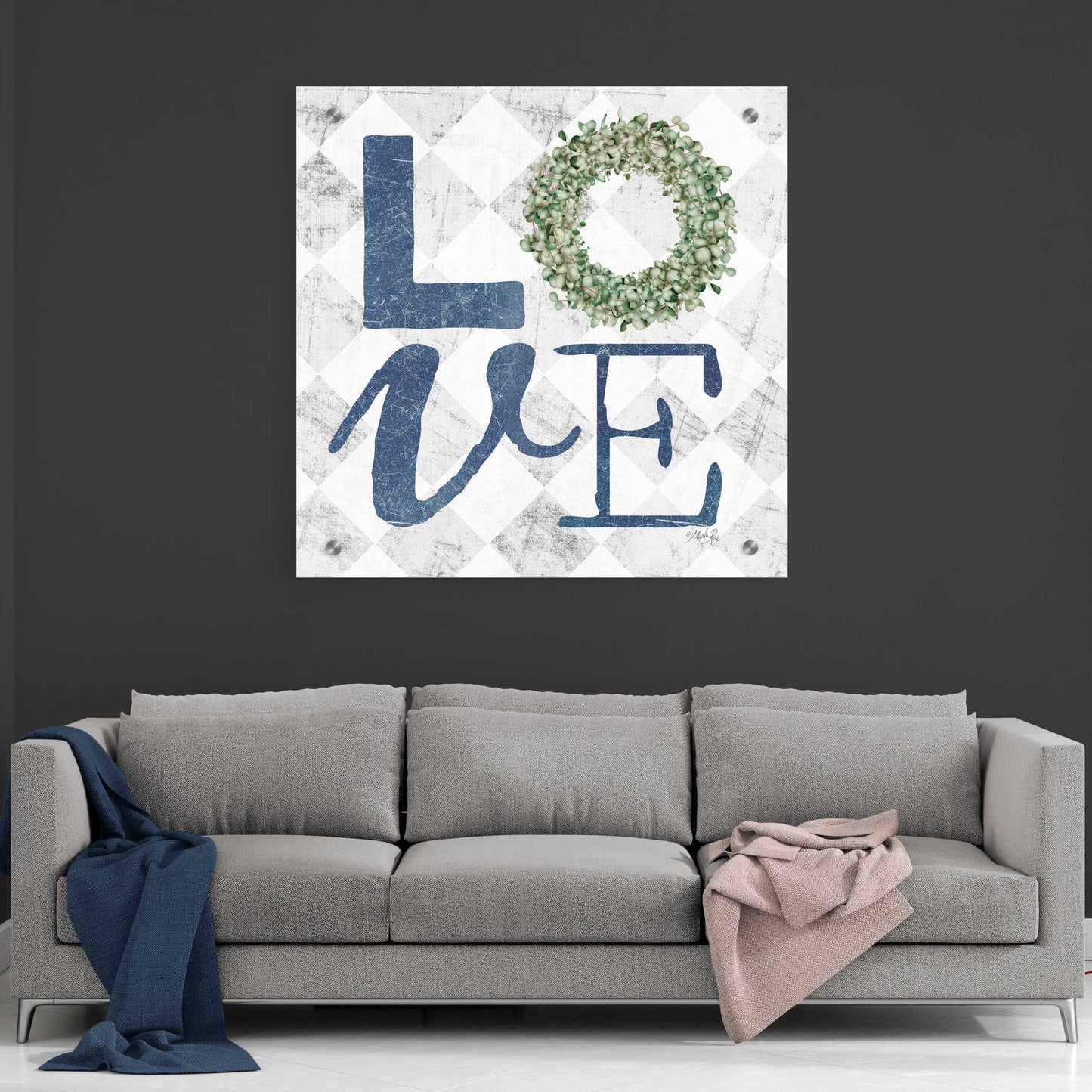 Epic Art 'Love with Eucalyptus Wreath III' by Marla Rae, Acrylic Glass Wall Art,36x36