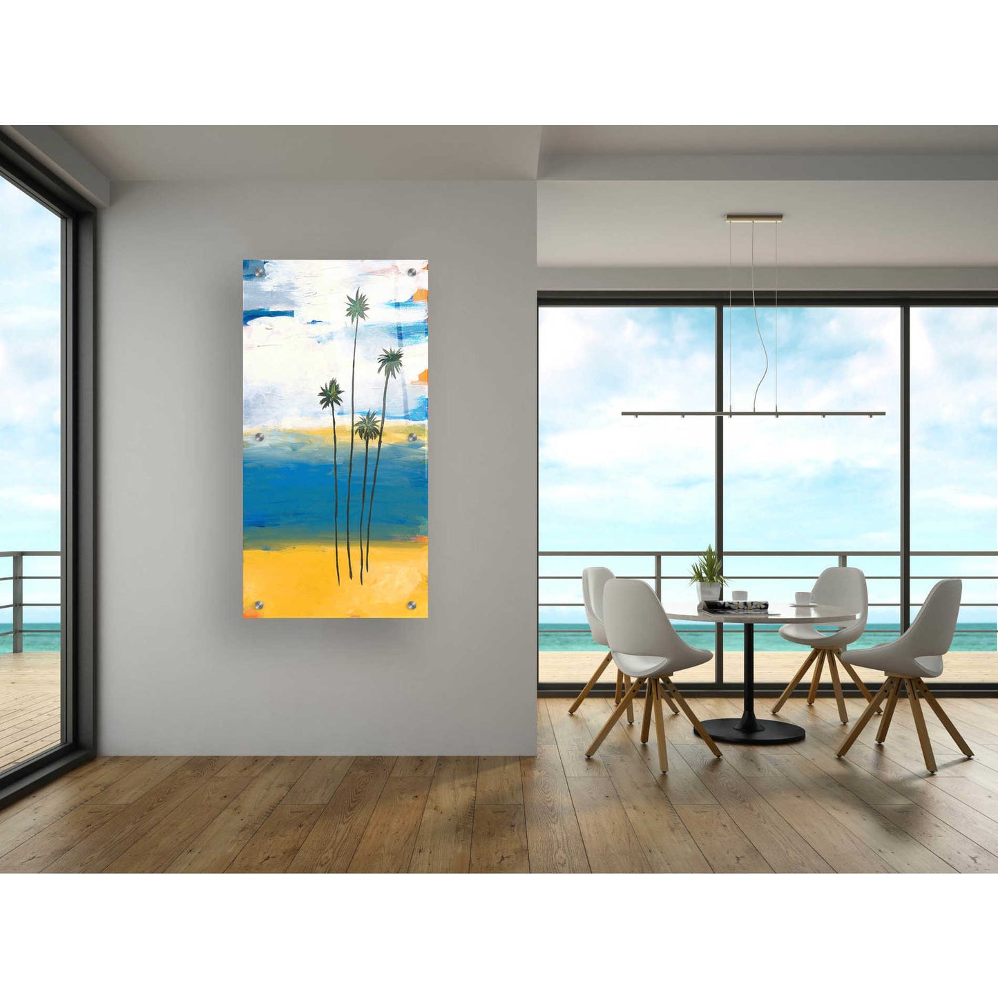 Epic Art 'Four Palms' by Jan Weiss, Acrylic Glass Wall Art,24x48