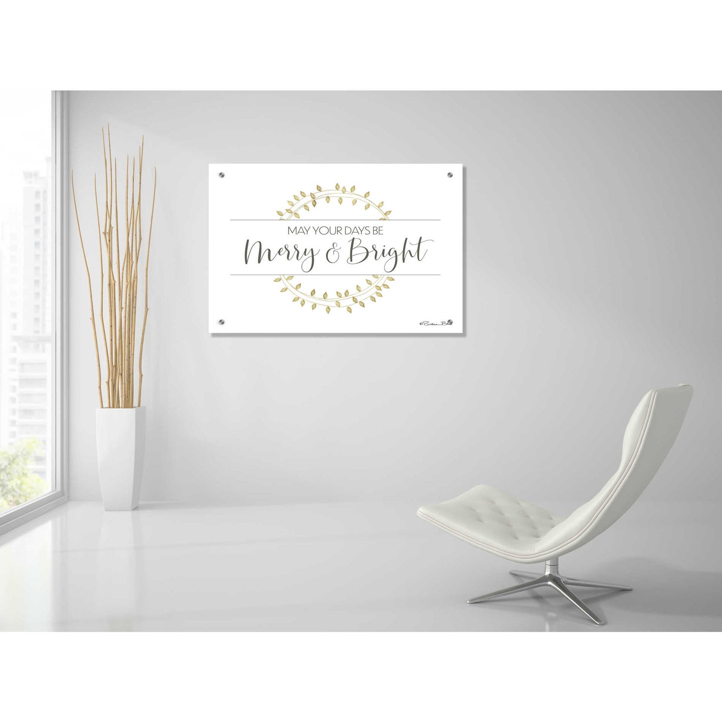 Epic Art 'Merry & Bright Wreath' by Susan Ball, Acrylic Glass Wall Art,36x24