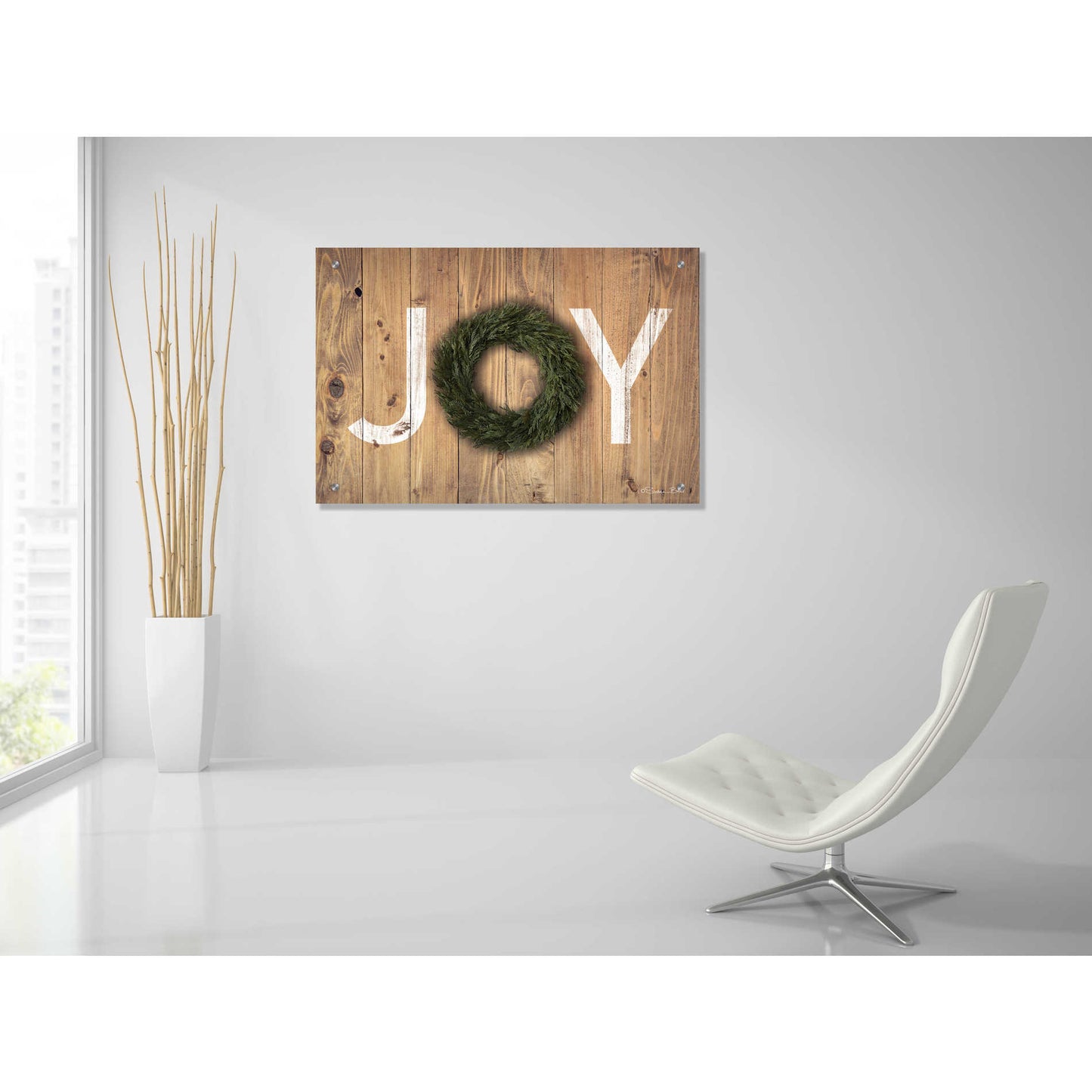 Epic Art 'Joy Cedar Wreath' by Susan Ball, Acrylic Glass Wall Art,36x24