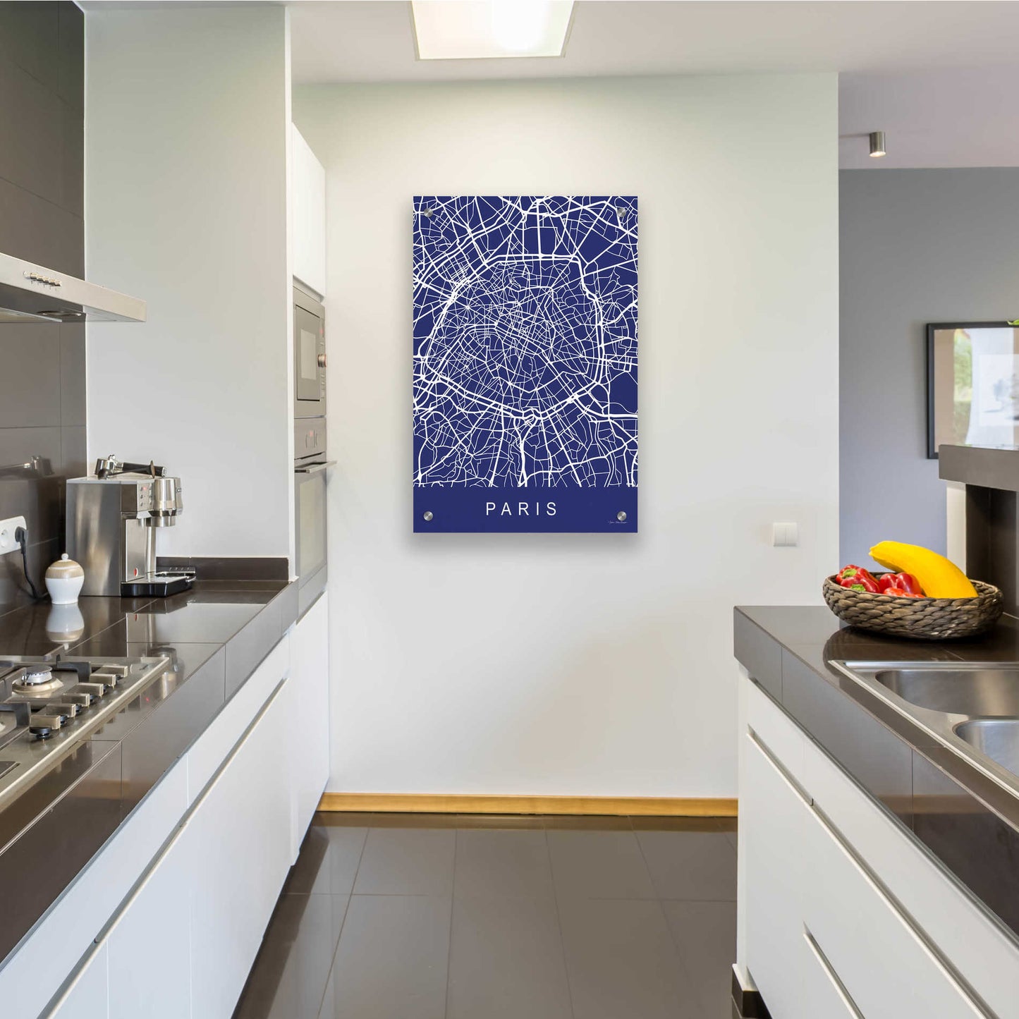 Epic Art 'Paris Street Blue Map' by Seven Trees Design, Acrylic Glass Wall Art,24x36