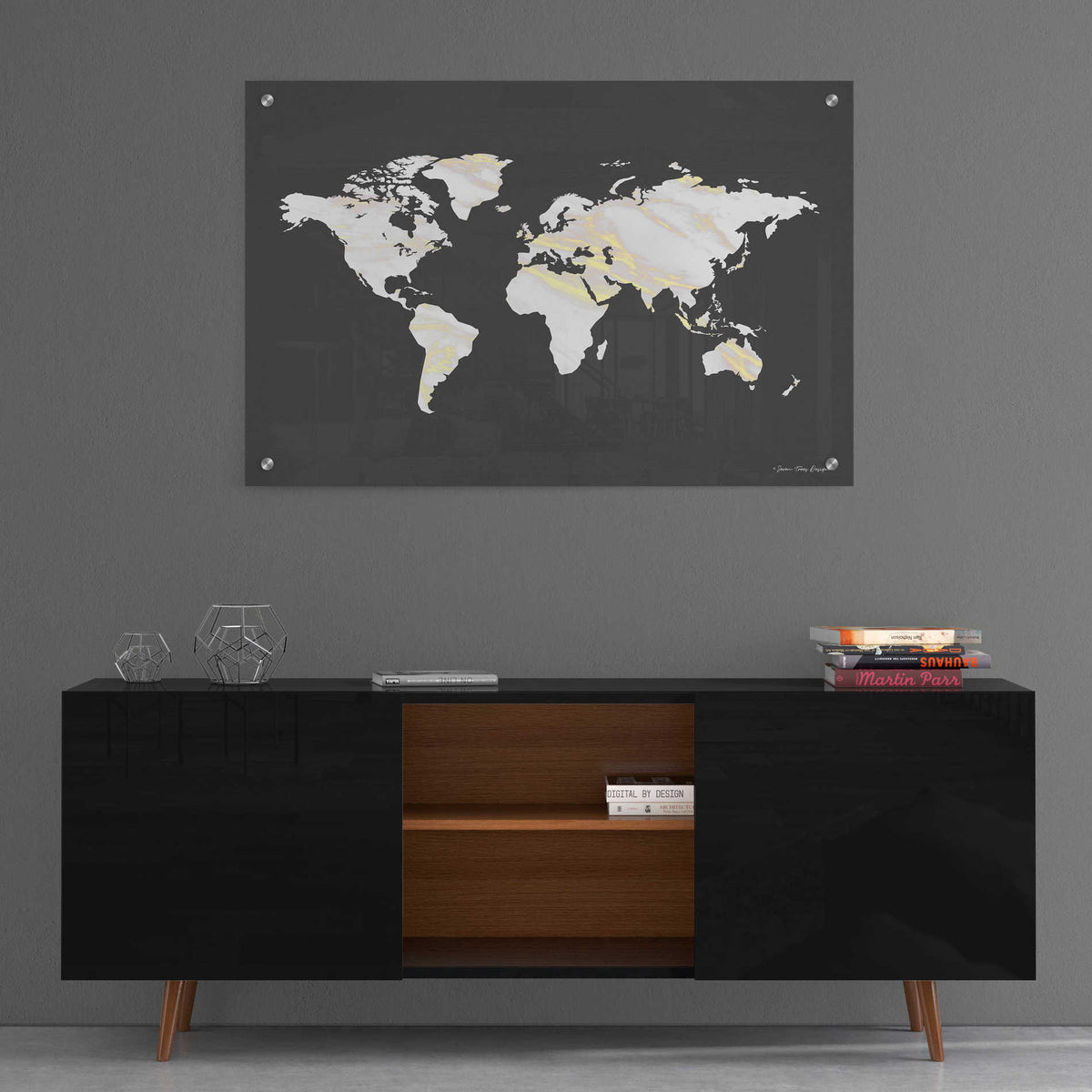 Epic Art 'Marble Gold World Map' by Seven Trees Design, Acrylic Glass Wall Art,36x24