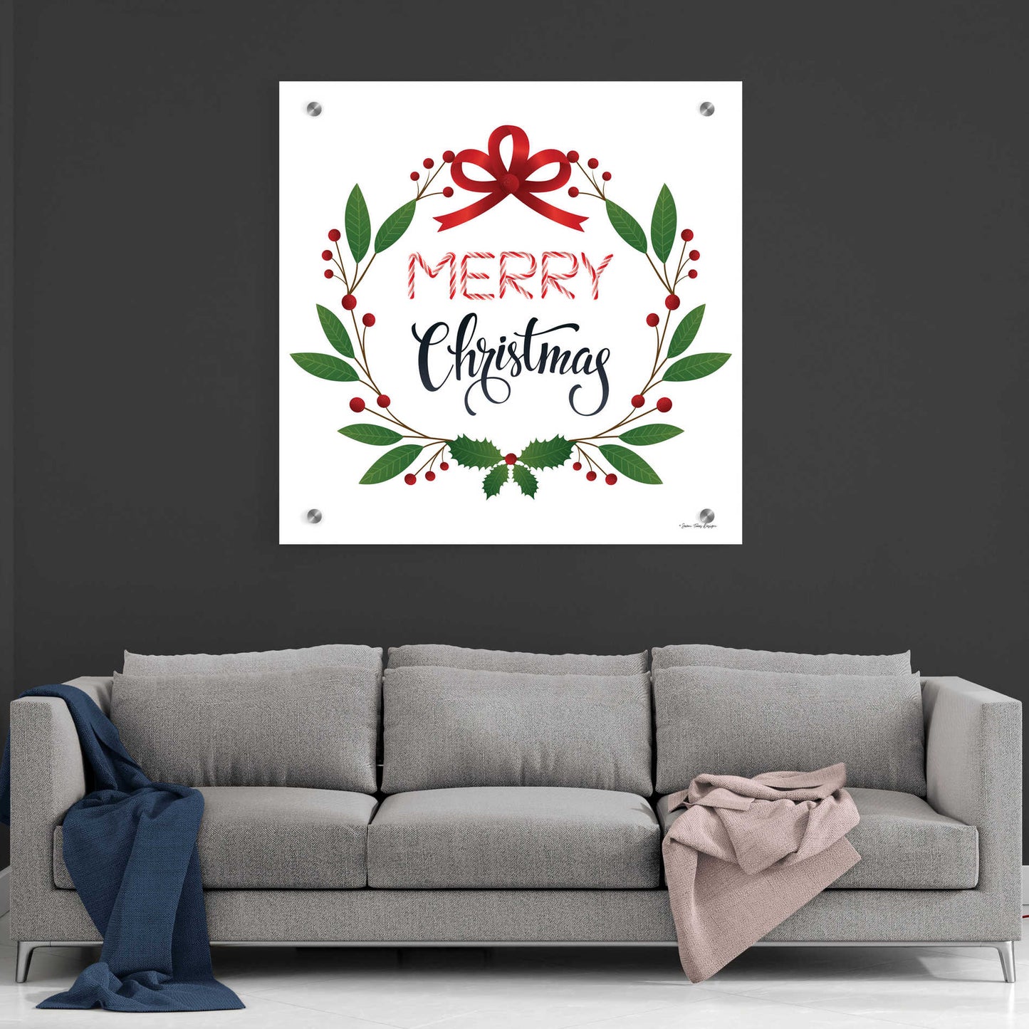 Epic Art 'Merry Christmas Wreath 2' by Seven Trees Design, Acrylic Glass Wall Art,36x36