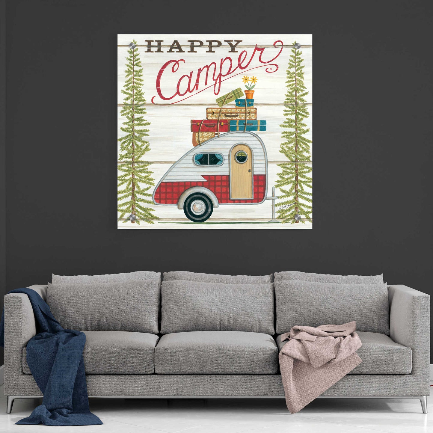 Epic Art 'Happy Camper' by Deb Strain, Acrylic Glass Wall Art,36x36