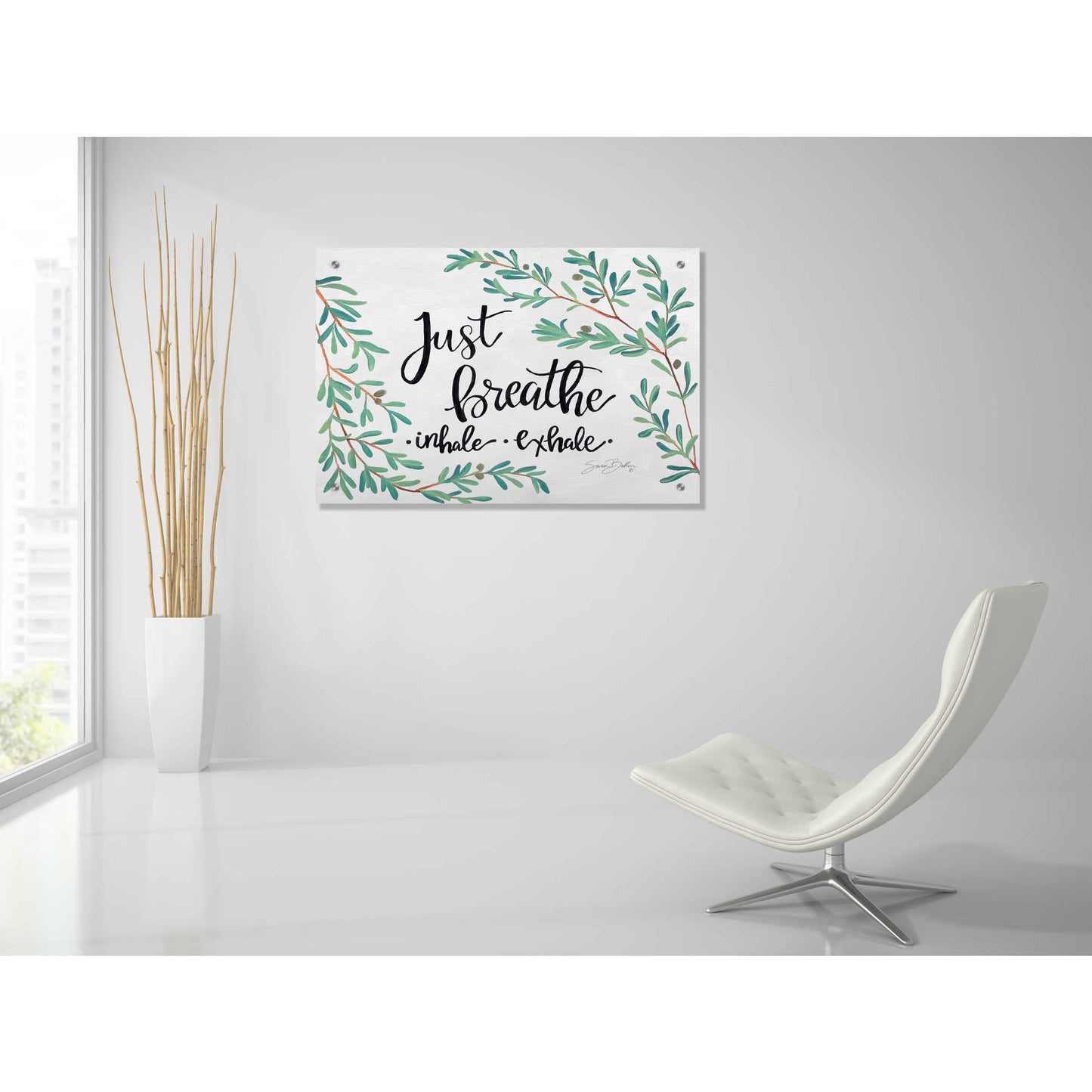 Epic Art 'Just Breathe Olive Stems' by Sara Baker, Acrylic Glass Wall Art,36x24