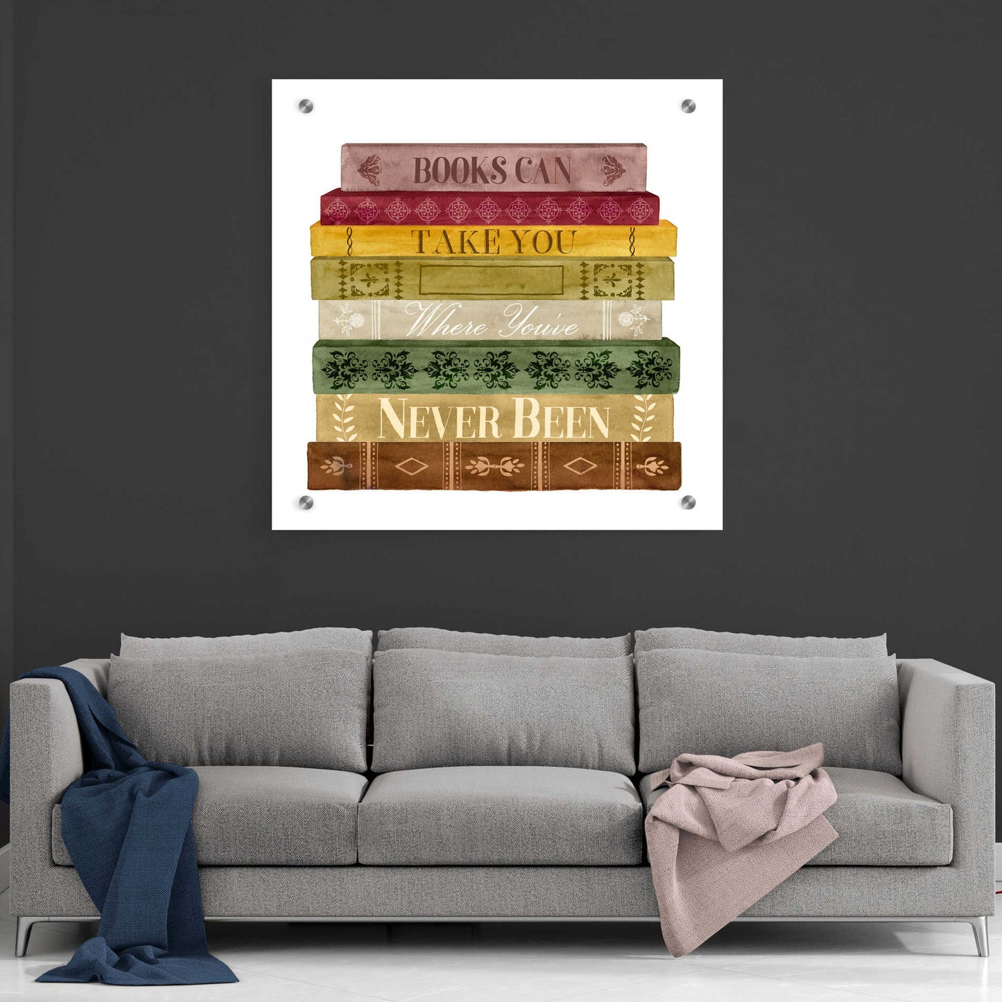 Epic Art 'Book Lover II' by Grace Popp, Acrylic Glass Wall Art,36x36