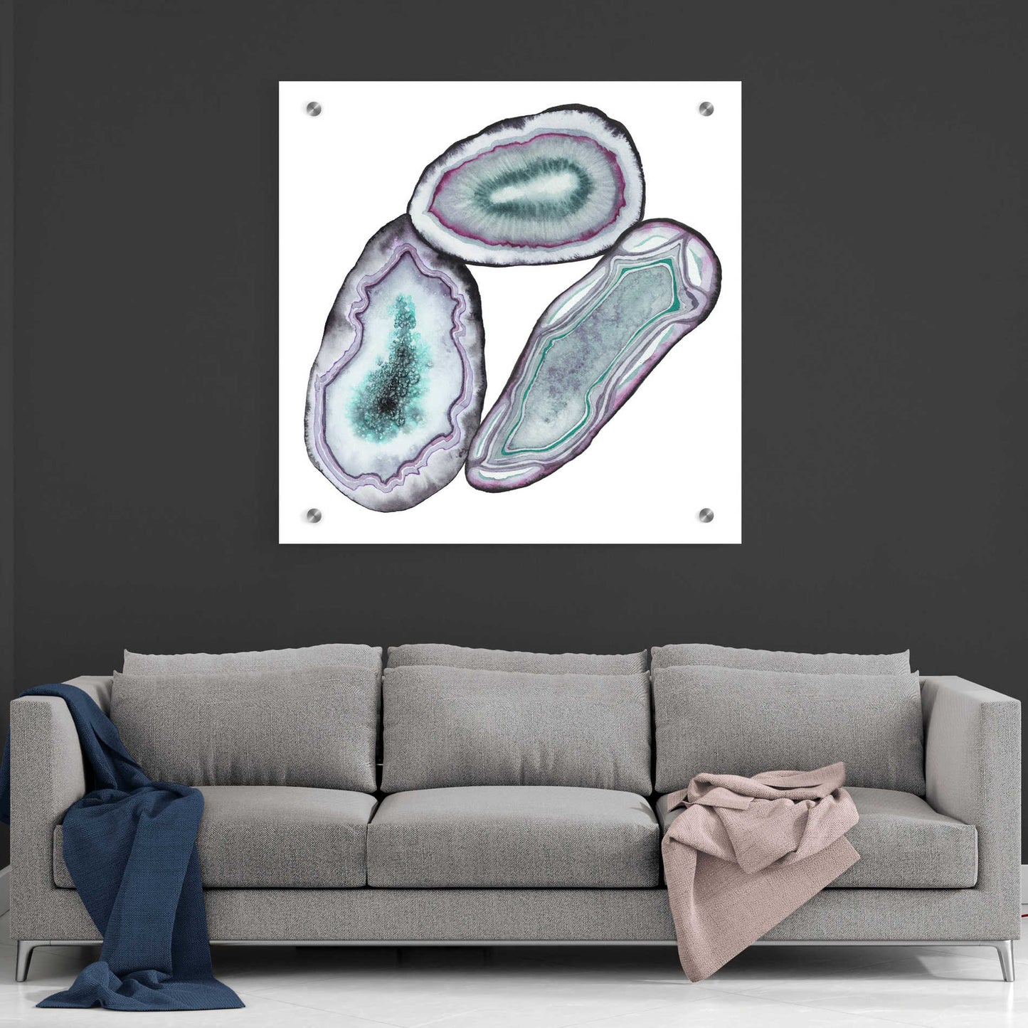 Epic Art 'Geode Gems III' by Grace Popp, Acrylic Glass Wall Art,36x36