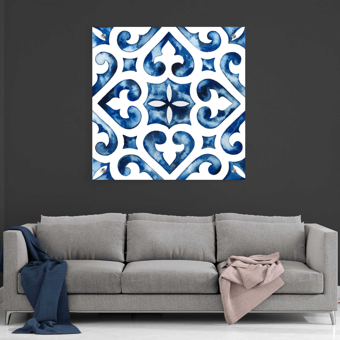 Epic Art 'Cobalt Tile VI' by Grace Popp, Acrylic Glass Wall Art,36x36