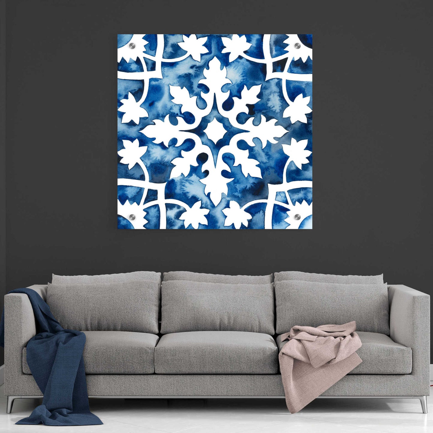 Epic Art 'Cobalt Tile V' by Grace Popp, Acrylic Glass Wall Art,36x36