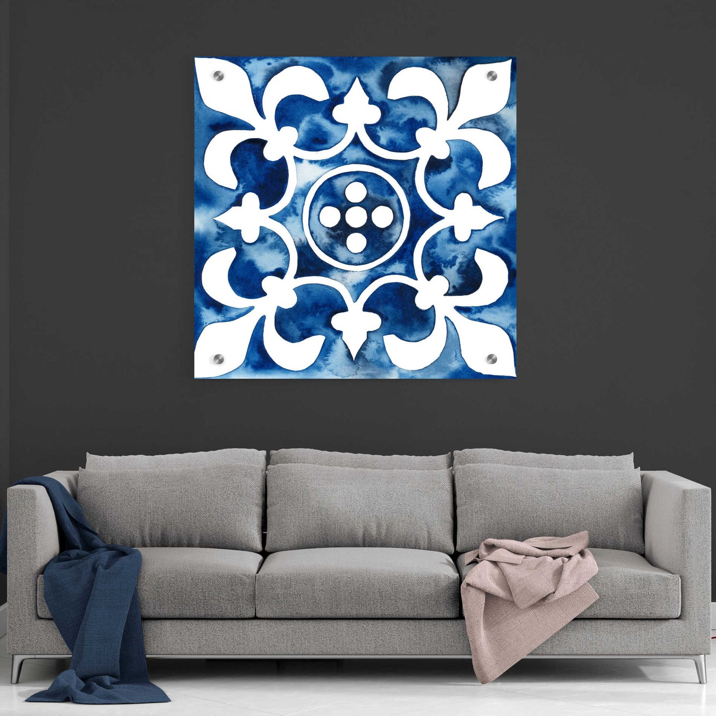 Epic Art 'Cobalt Tile III' by Grace Popp, Acrylic Glass Wall Art,36x36