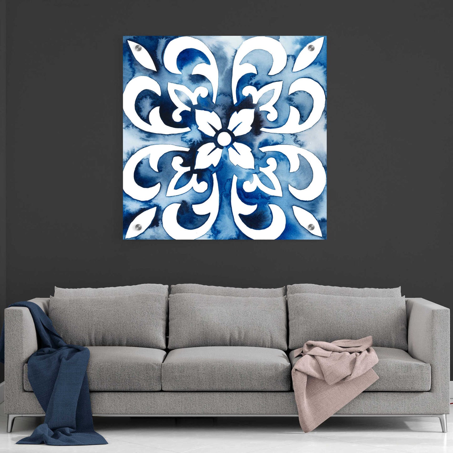 Epic Art 'Cobalt Tile II' by Grace Popp, Acrylic Glass Wall Art,36x36