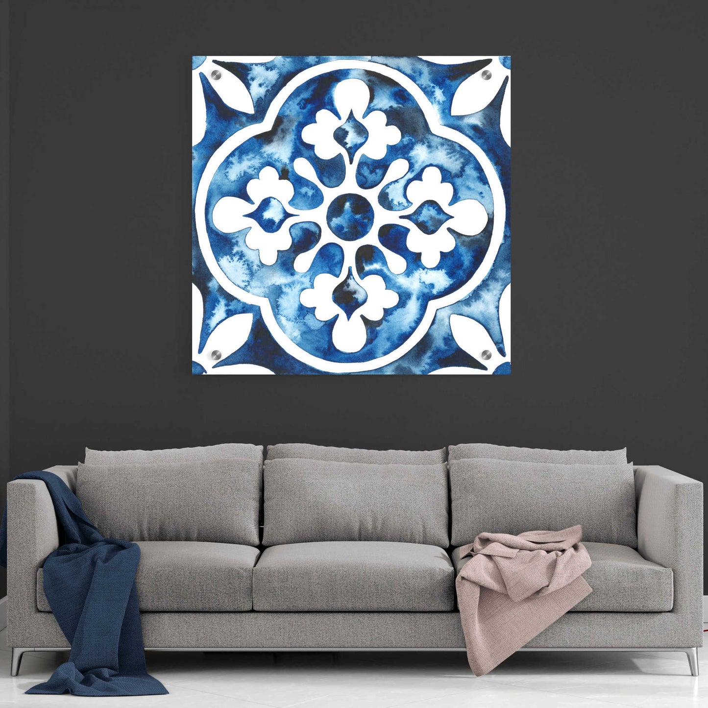 Epic Art 'Cobalt Tile I' by Grace Popp, Acrylic Glass Wall Art,36x36