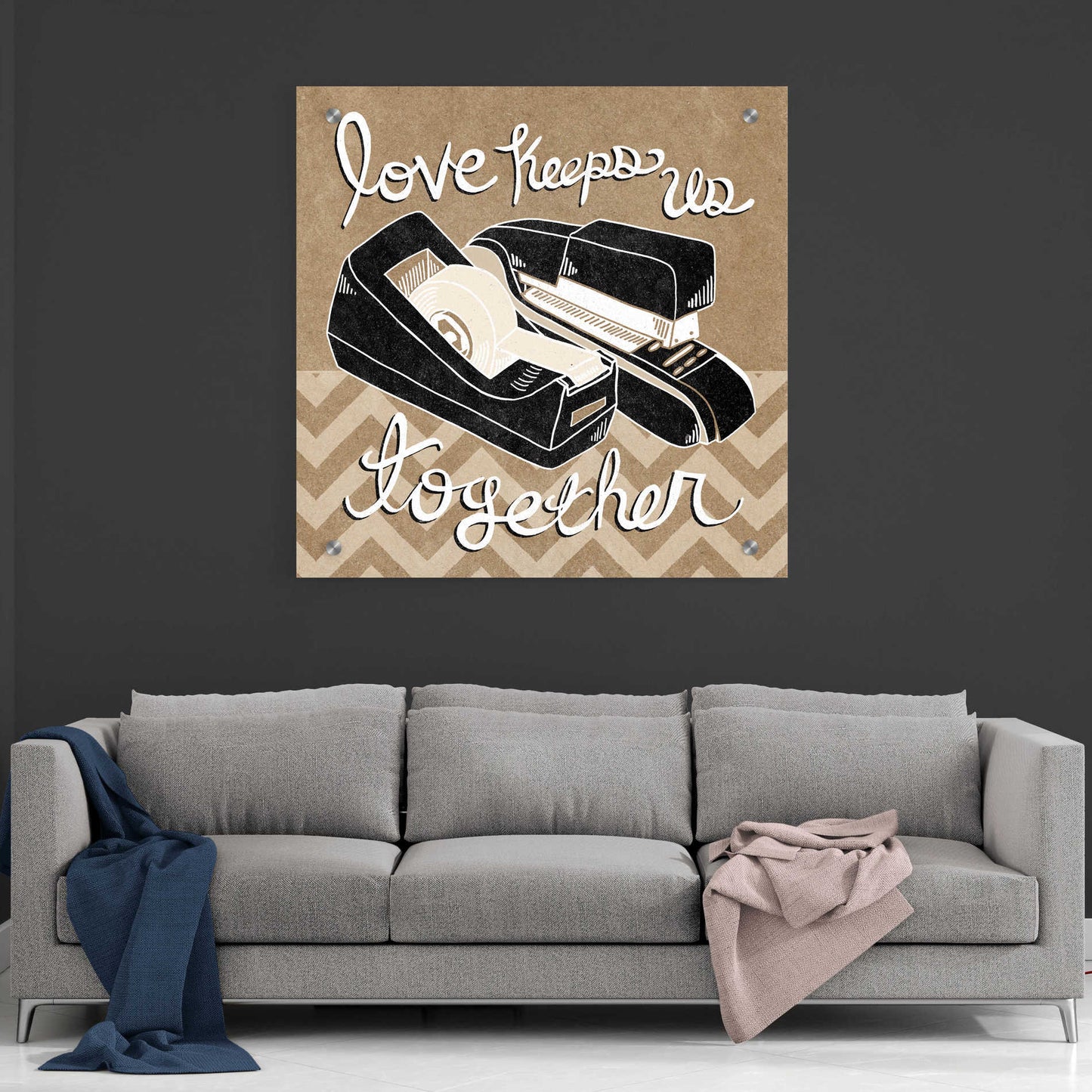 Epic Art 'Love Keeps Us Together Taupe' by Mary Urban, Acrylic Glass Wall Art,36x36