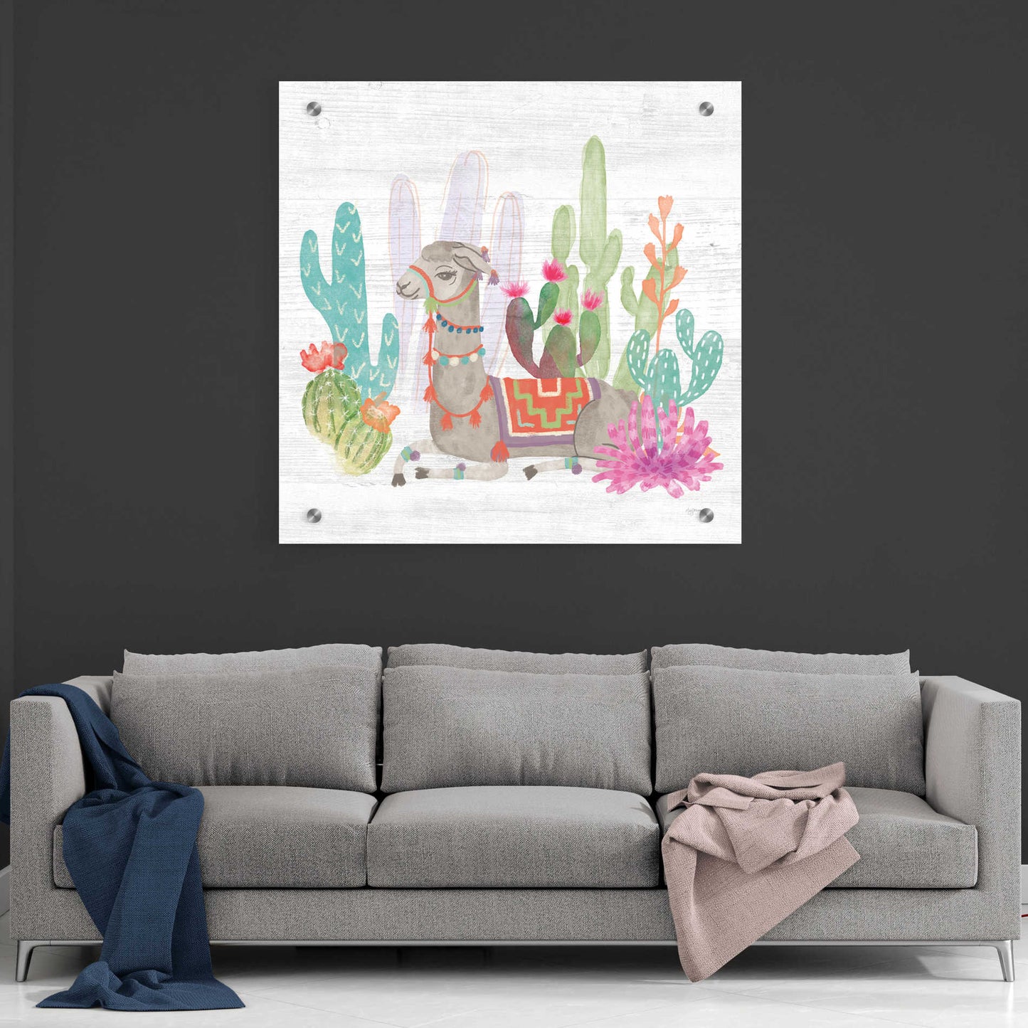 Epic Art 'Lovely Llamas I' by Mary Urban, Acrylic Glass Wall Art,36x36