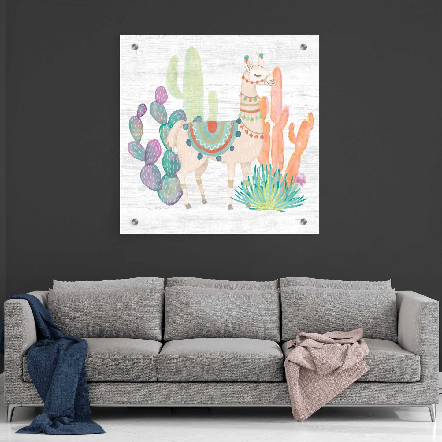 Epic Art 'Lovely Llamas II' by Mary Urban, Acrylic Glass Wall Art,36x36