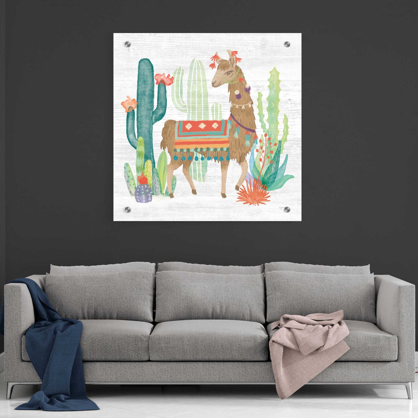 Epic Art 'Lovely Llamas III' by Mary Urban, Acrylic Glass Wall Art,36x36