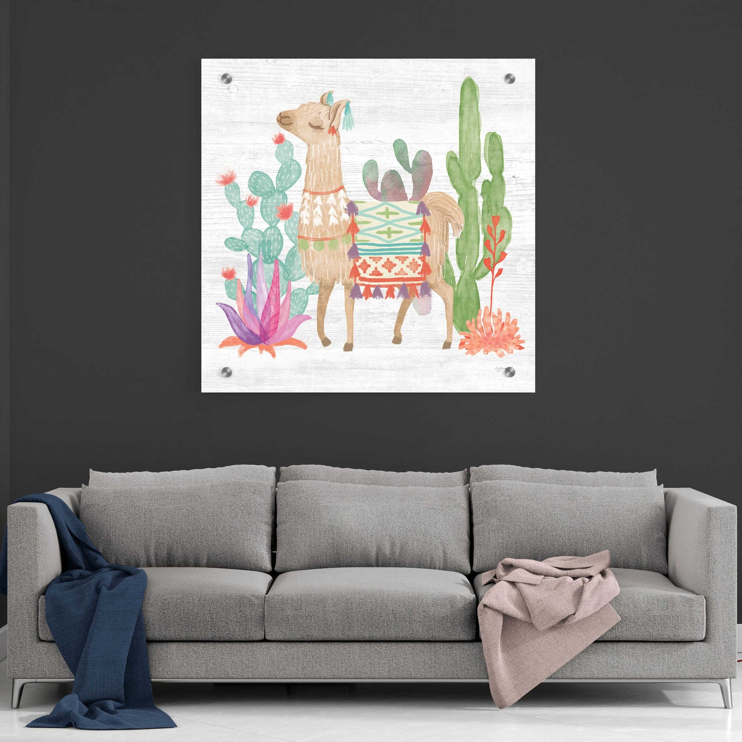 Epic Art 'Lovely Llamas IV' by Mary Urban, Acrylic Glass Wall Art,36x36