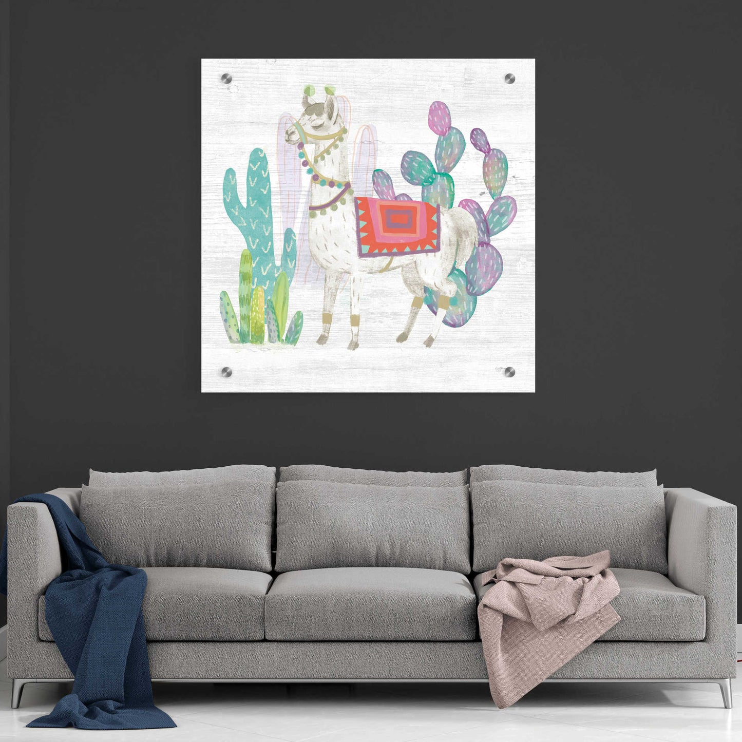 Epic Art 'Lovely Llamas V' by Mary Urban, Acrylic Glass Wall Art,36x36