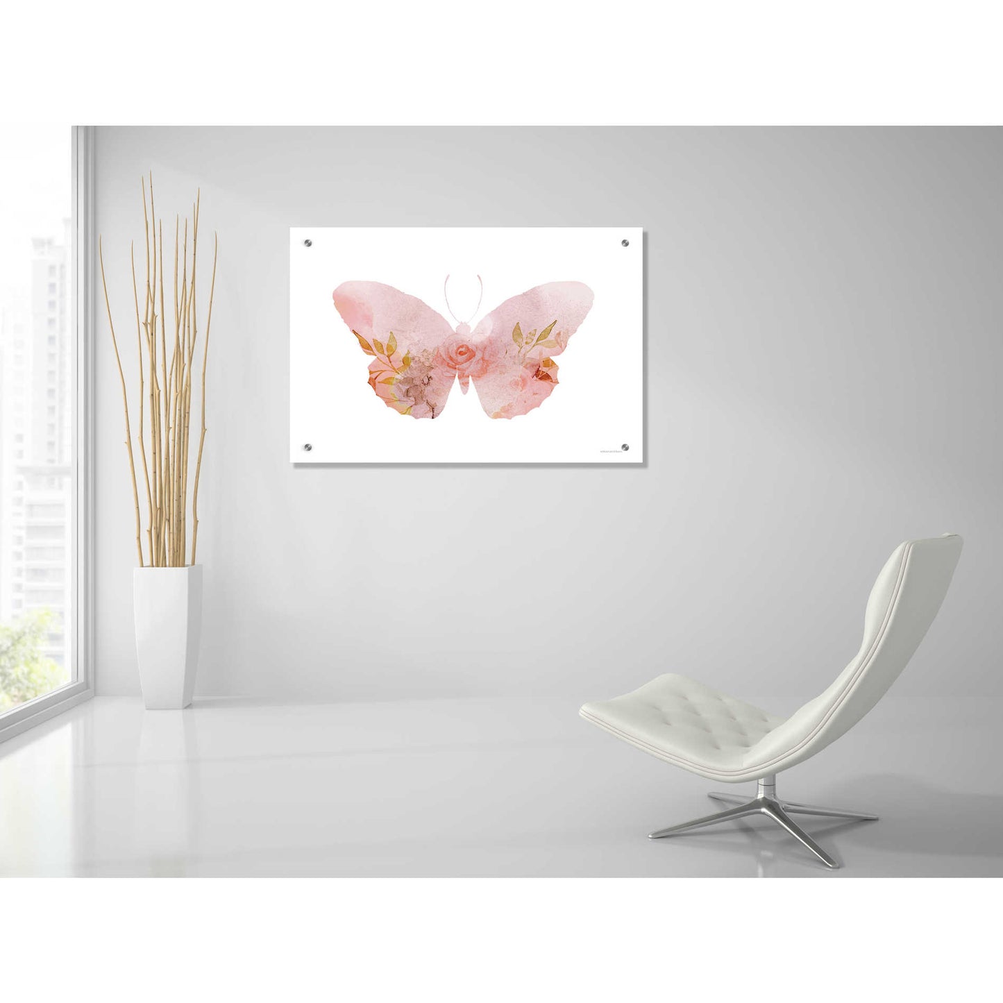 Epic Art 'Meadow Flora Butterfly' by Bluebird Barn, Acrylic Glass Wall Art,36x24