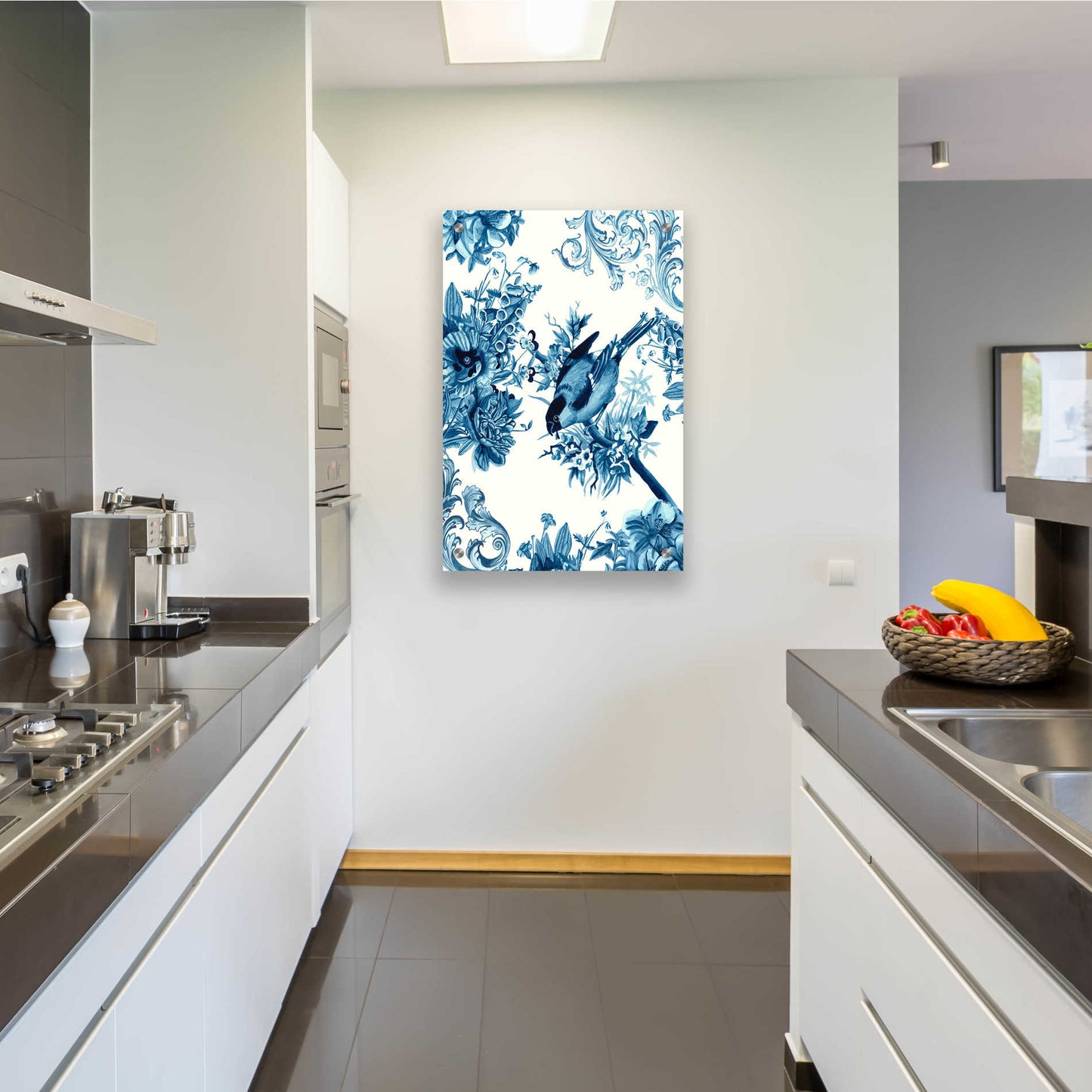 Epic Art 'Bird and Branch in Indigo I' by Naomi McCavitt, Acrylic Glass Wall Art,24x36