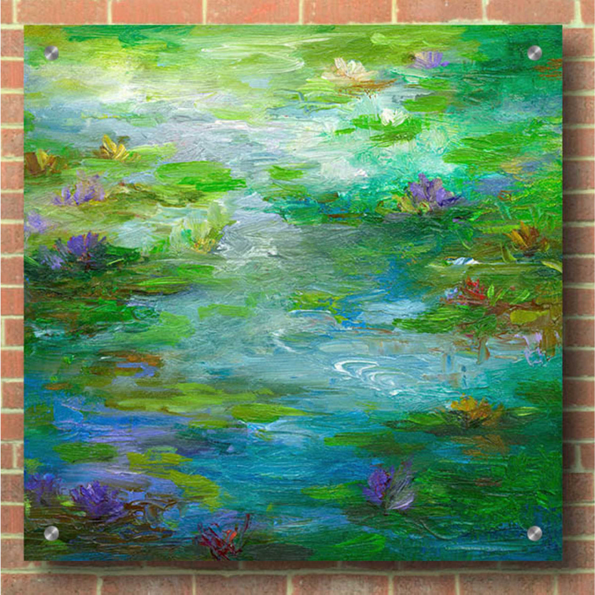 Epic Art 'Water Lily Pond #1' by Sheila Finch, Acrylic Glass Wall Art,36x36
