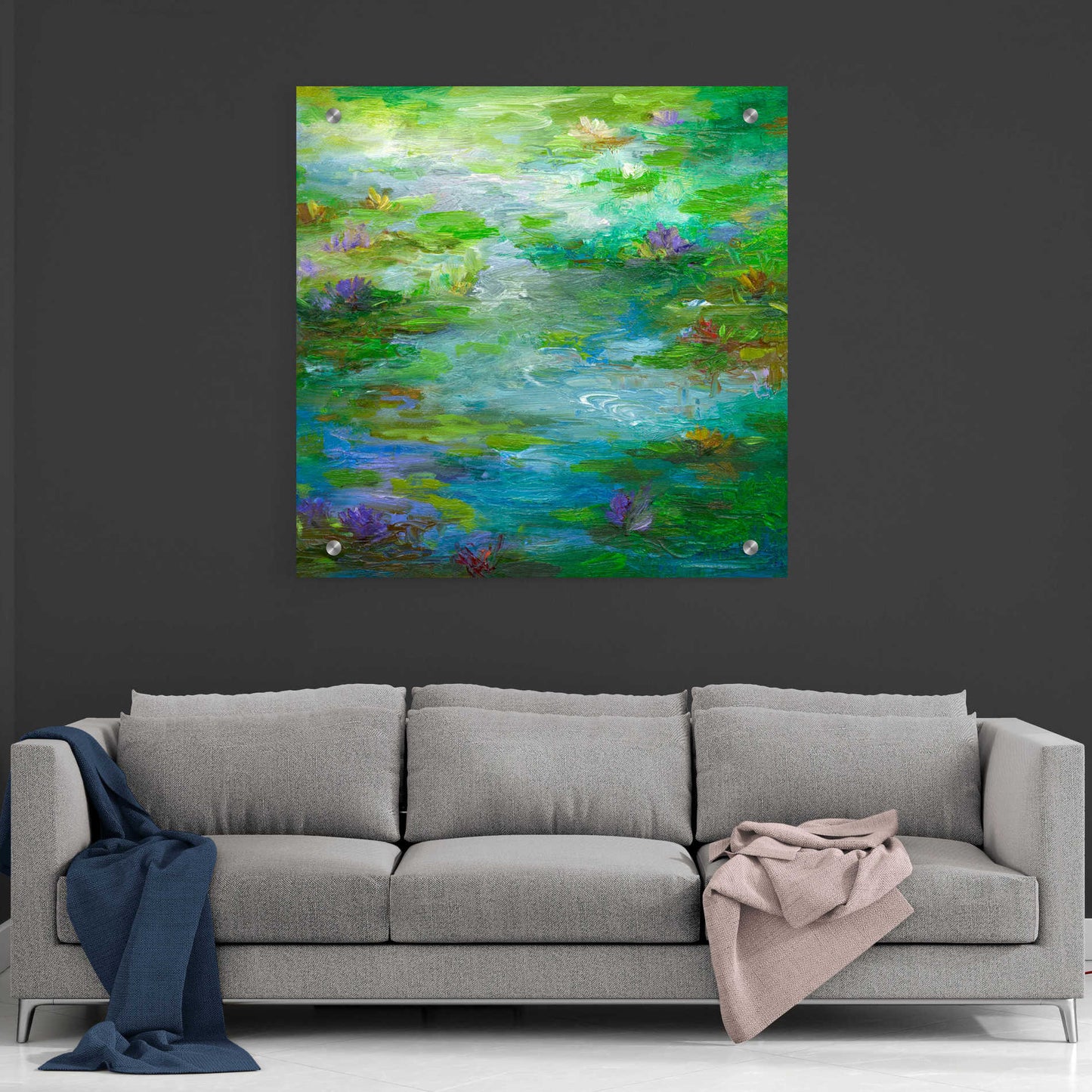 Epic Art 'Water Lily Pond #1' by Sheila Finch, Acrylic Glass Wall Art,36x36
