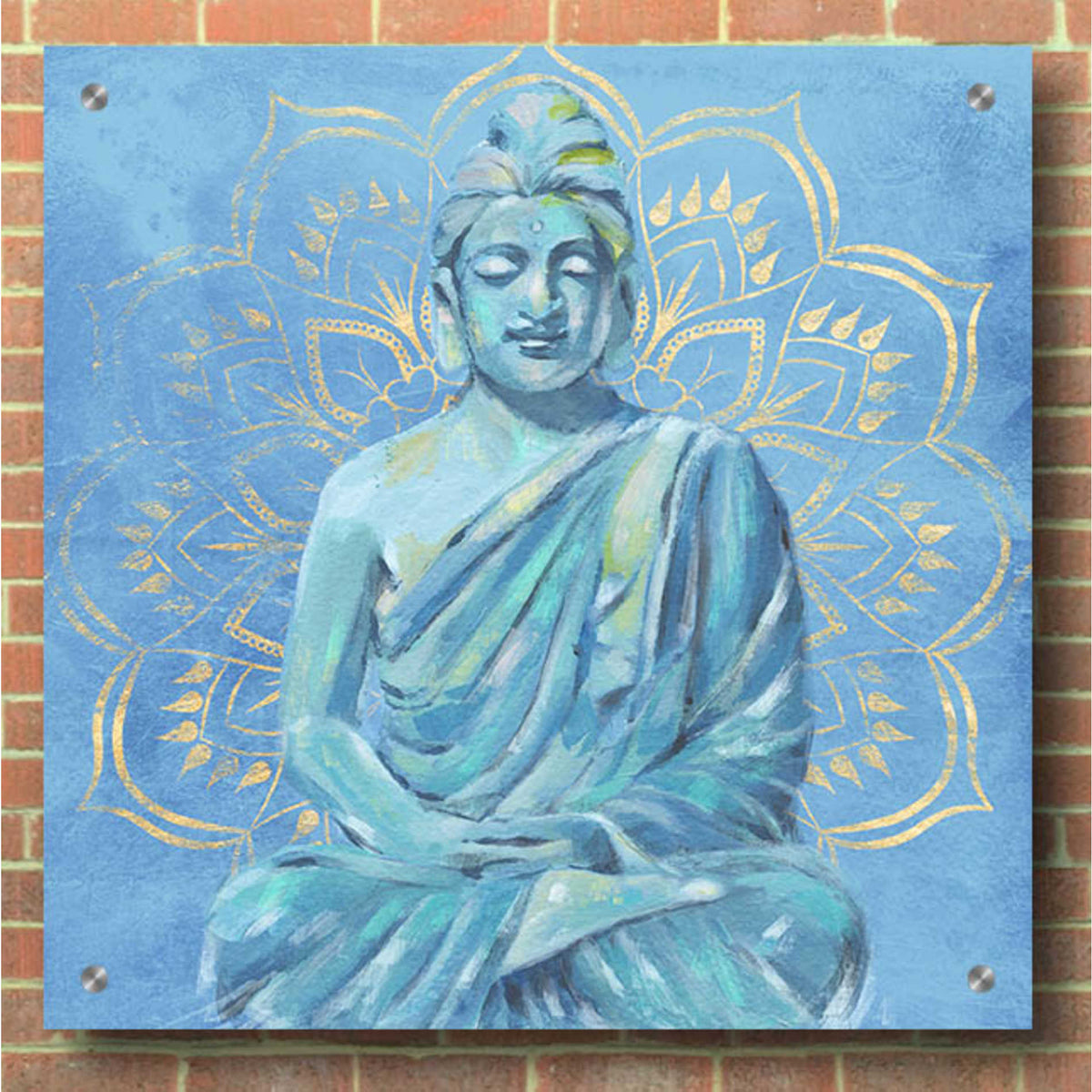 Epic Art 'Buddha on Blue II' by Annie Warren, Acrylic Glass Wall Art,36x36