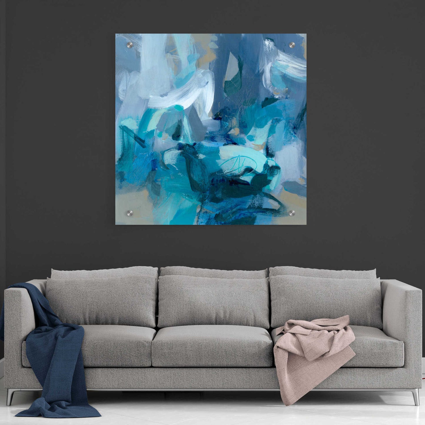 Epic Art 'Abstract Blues II' by Christina Long, Acrylic Glass Wall Art,36x36