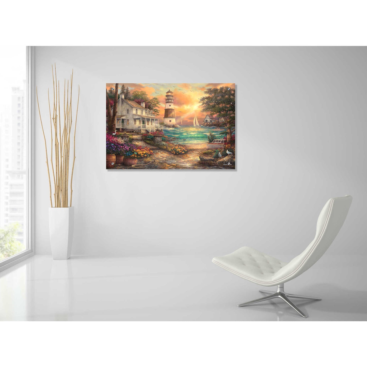 Epic Art 'Cottage by the Sea' by Chuck Pinson, Acrylic Glass Wall Art,36x24