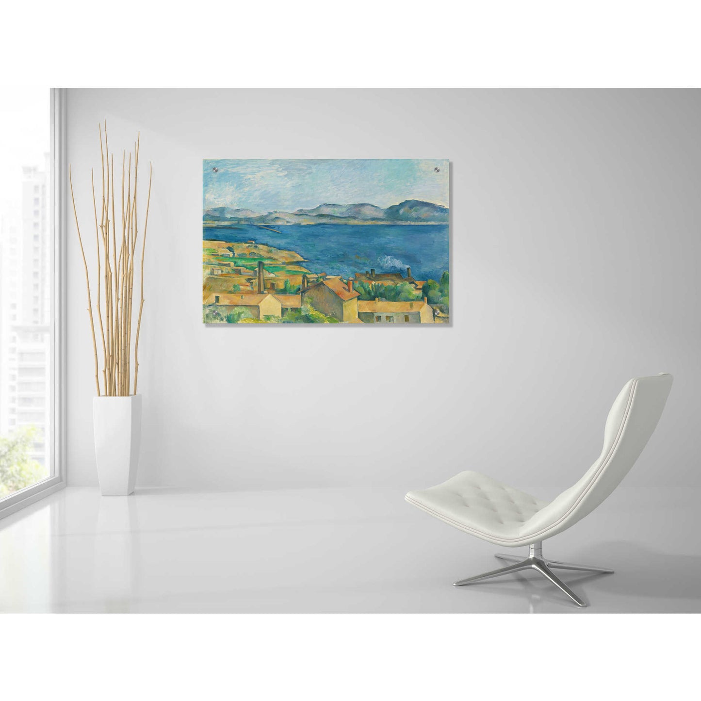 Epic Art 'The Bay of Marseilles, Seen from L'Estaque ' by Paul Cezanne, Acrylic Glass Wall Art,36x24