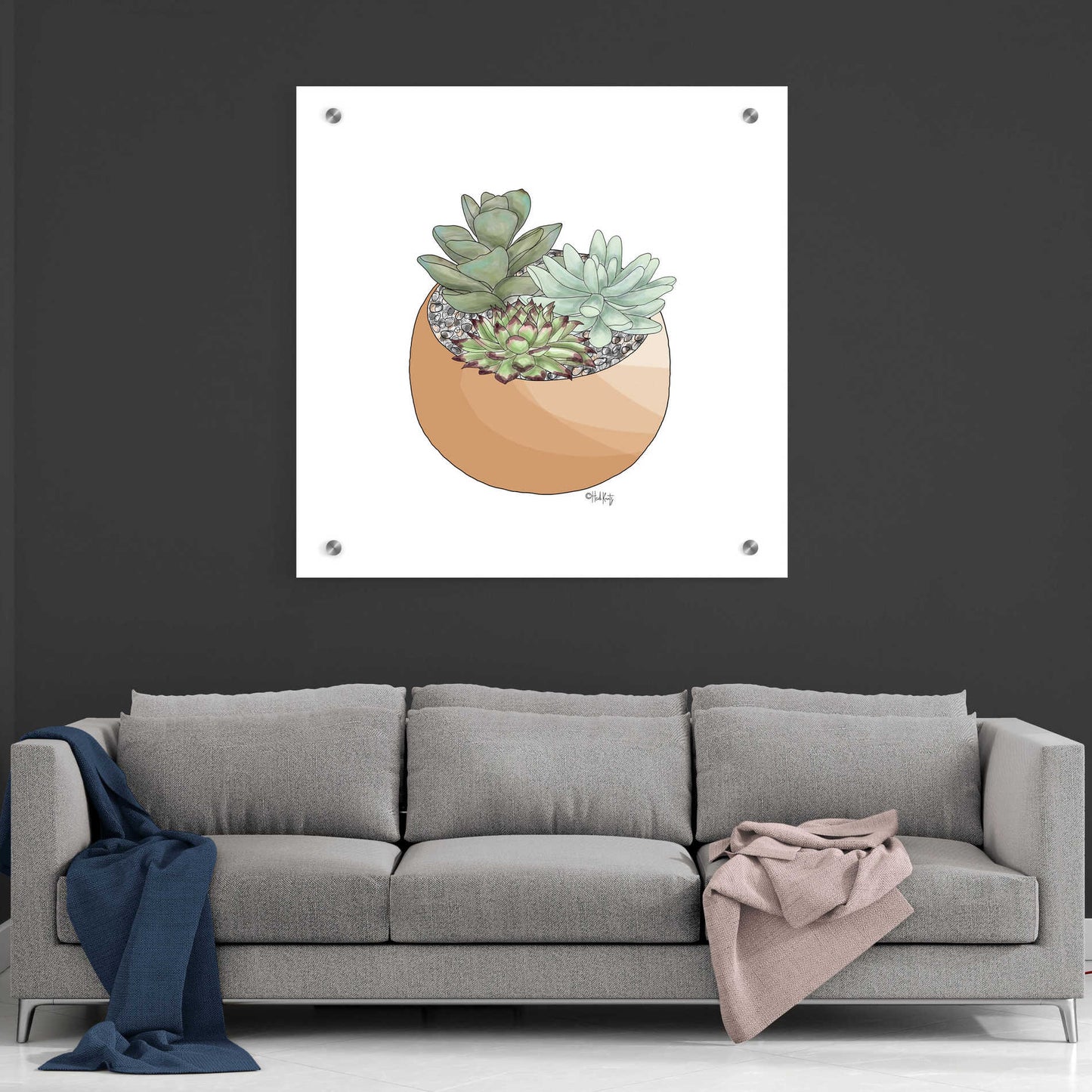 Epic Art 'Succulent Planter II' by Heidi Kuntz, Acrylic Glass Wall Art,36x36