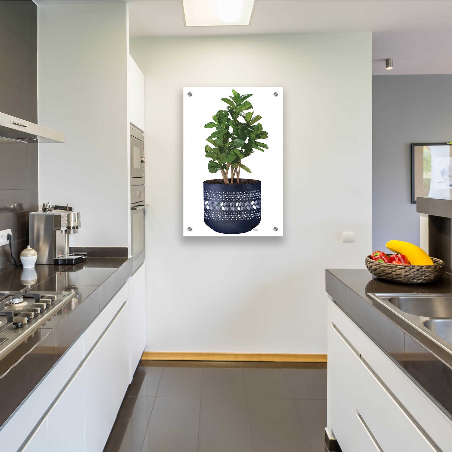 Epic Art 'Blue Potted Fig Tree' by Heidi Kuntz, Acrylic Glass Wall Art,24x36