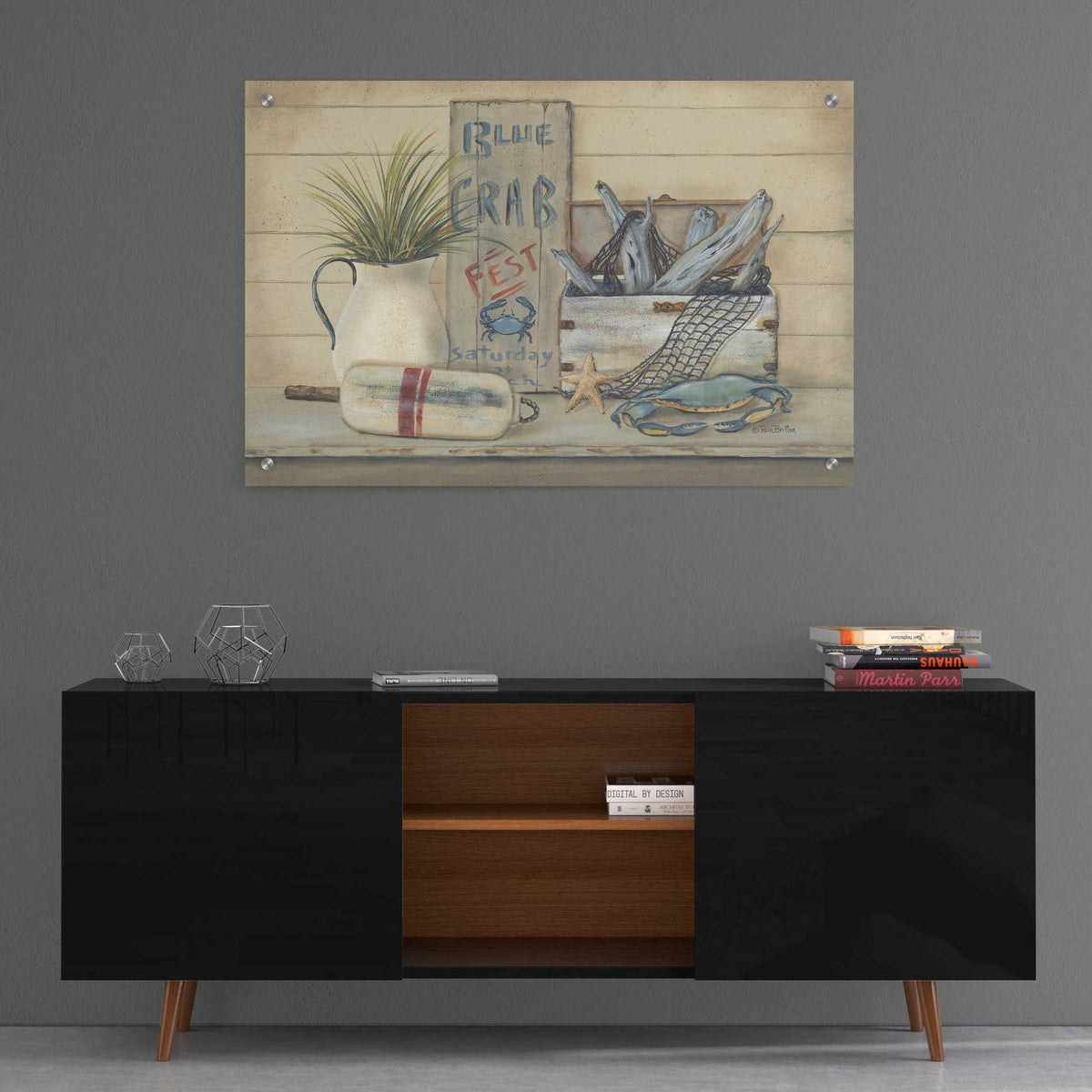 Epic Art 'Blue Crab Fest' by Pam Britton, Acrylic Glass Wall Art,36x24