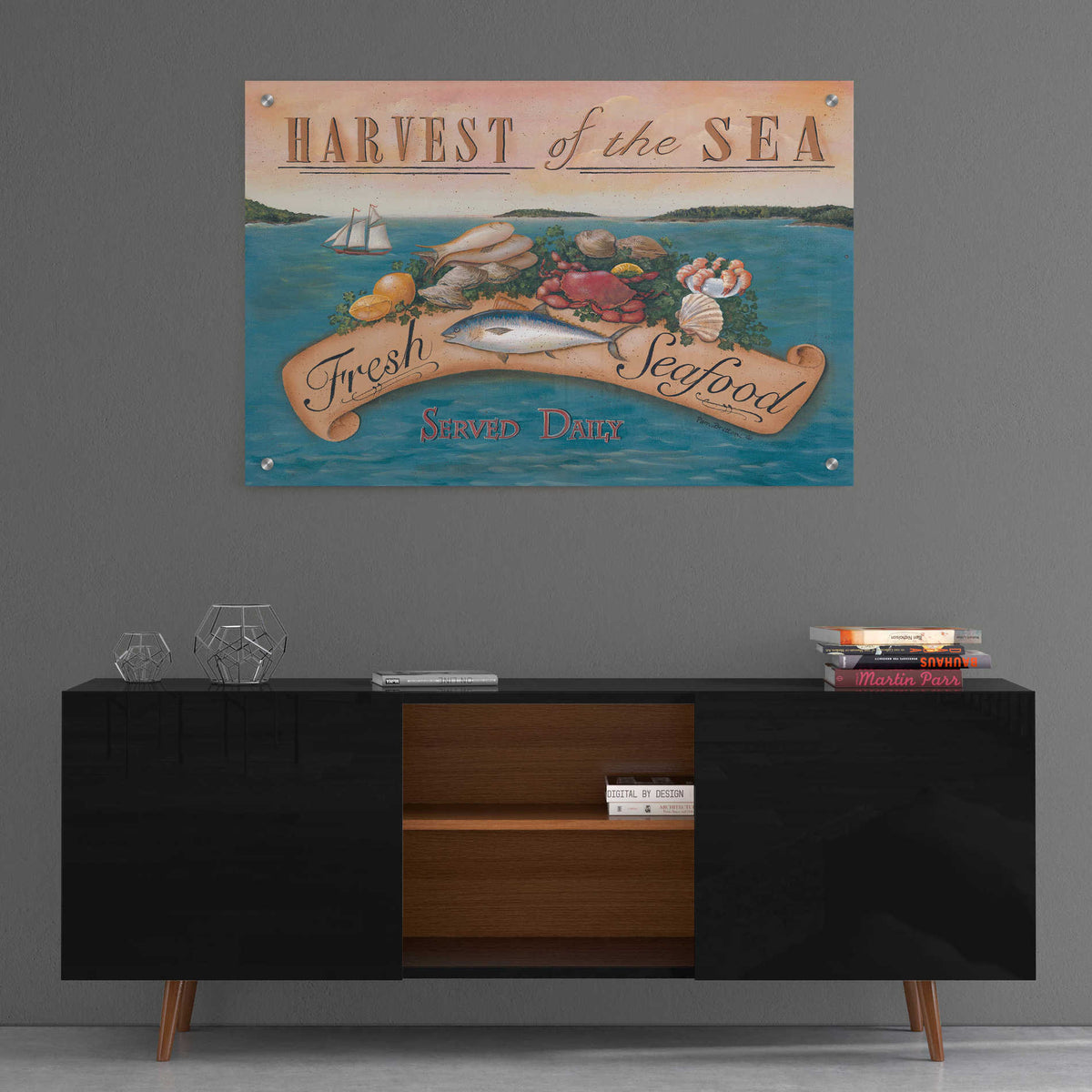Epic Art 'Fresh Seafood' by Pam Britton, Acrylic Glass Wall Art,36x24