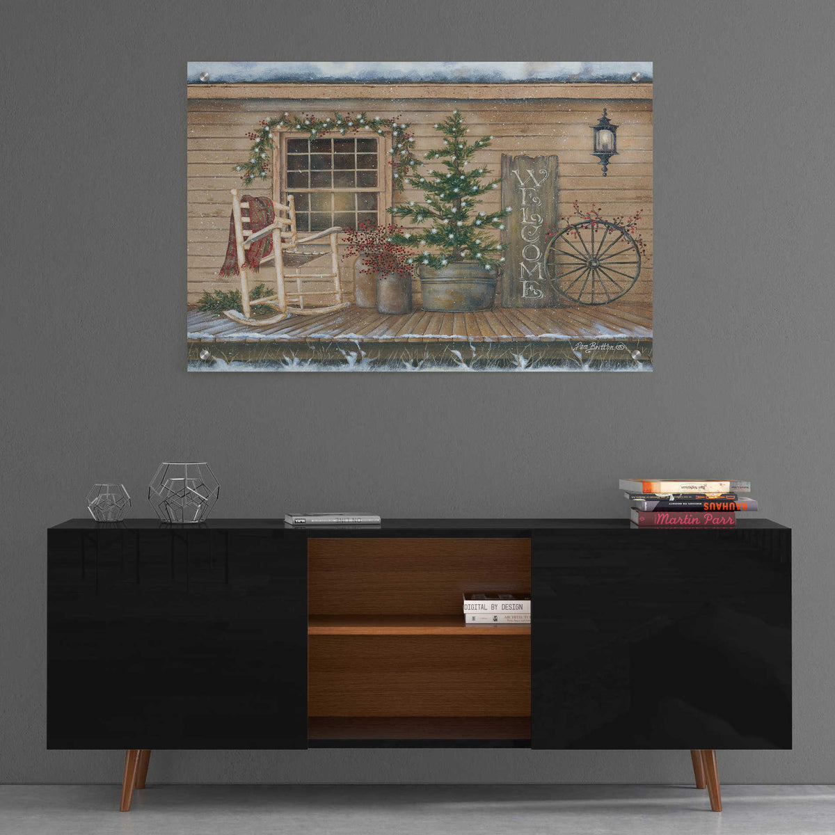 Epic Art 'Winter Country Porch' by Pam Britton, Acrylic Glass Wall Art,36x24