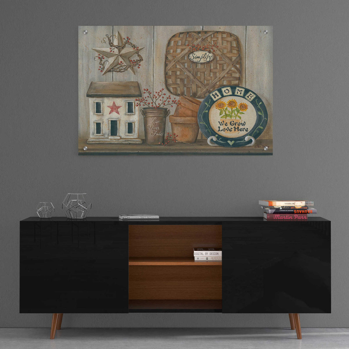 Epic Art 'Home Country Shelf' by Pam Britton, Acrylic Glass Wall Art,36x24