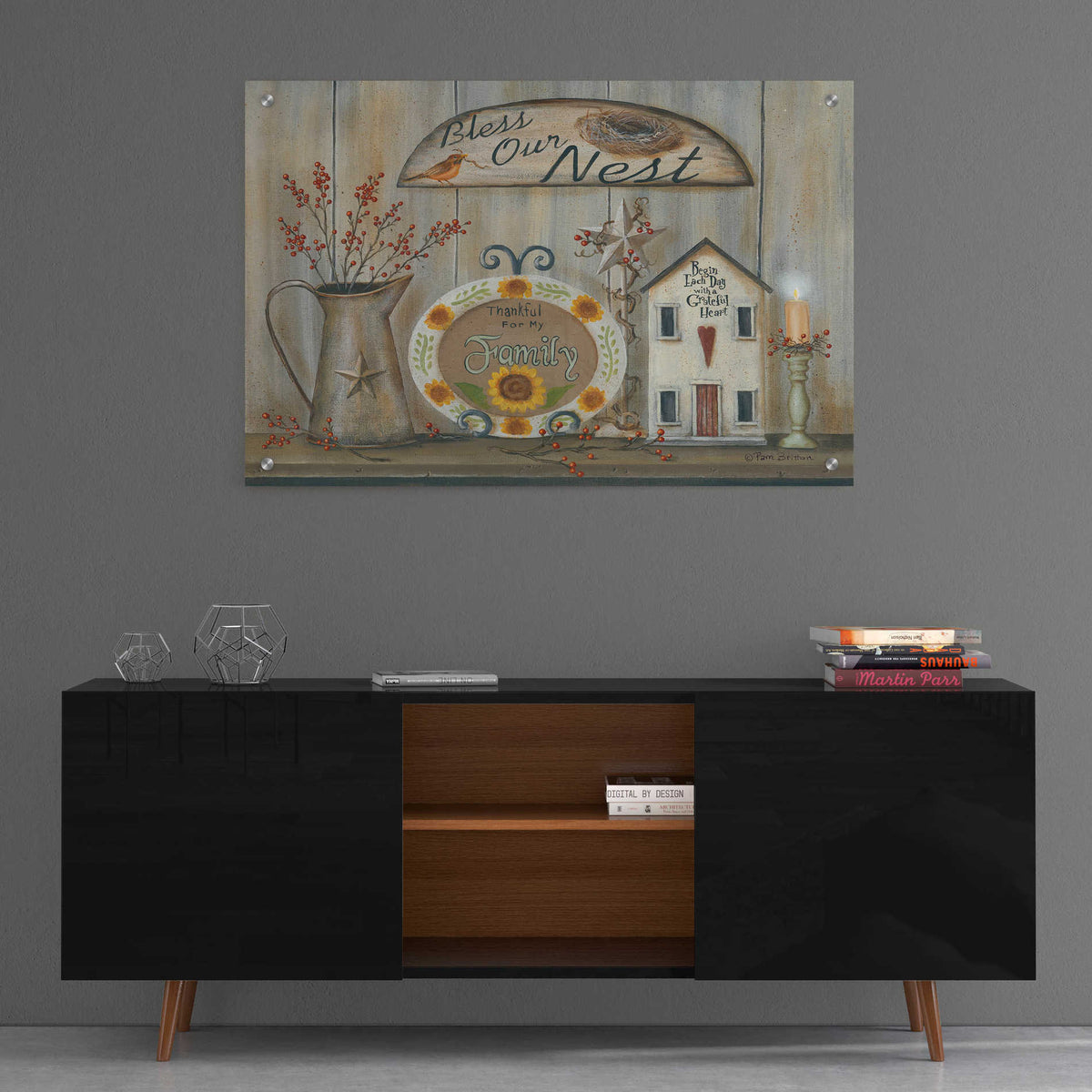Epic Art 'Bless Our Nest Country Shelf' by Pam Britton, Acrylic Glass Wall Art,36x24