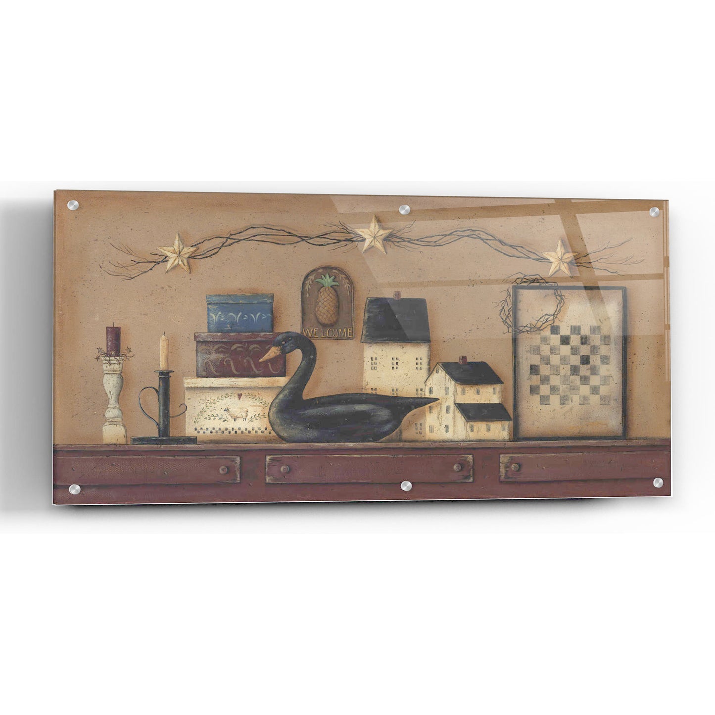 Epic Art 'A Prim Collection' by Pam Britton, Acrylic Glass Wall Art,48x24
