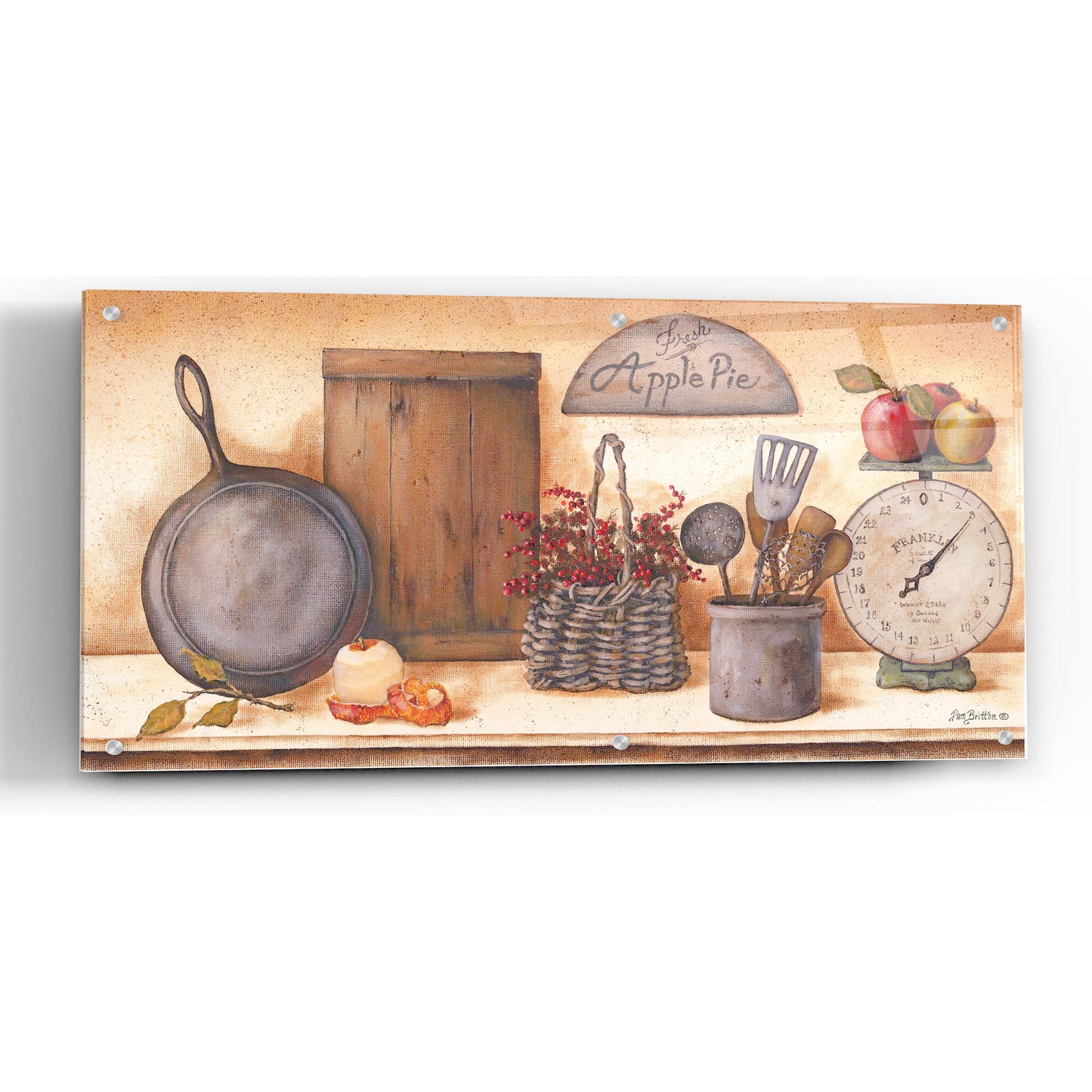 Epic Art 'Farm Kitchen I revised' by Pam Britton, Acrylic Glass Wall Art,48x24